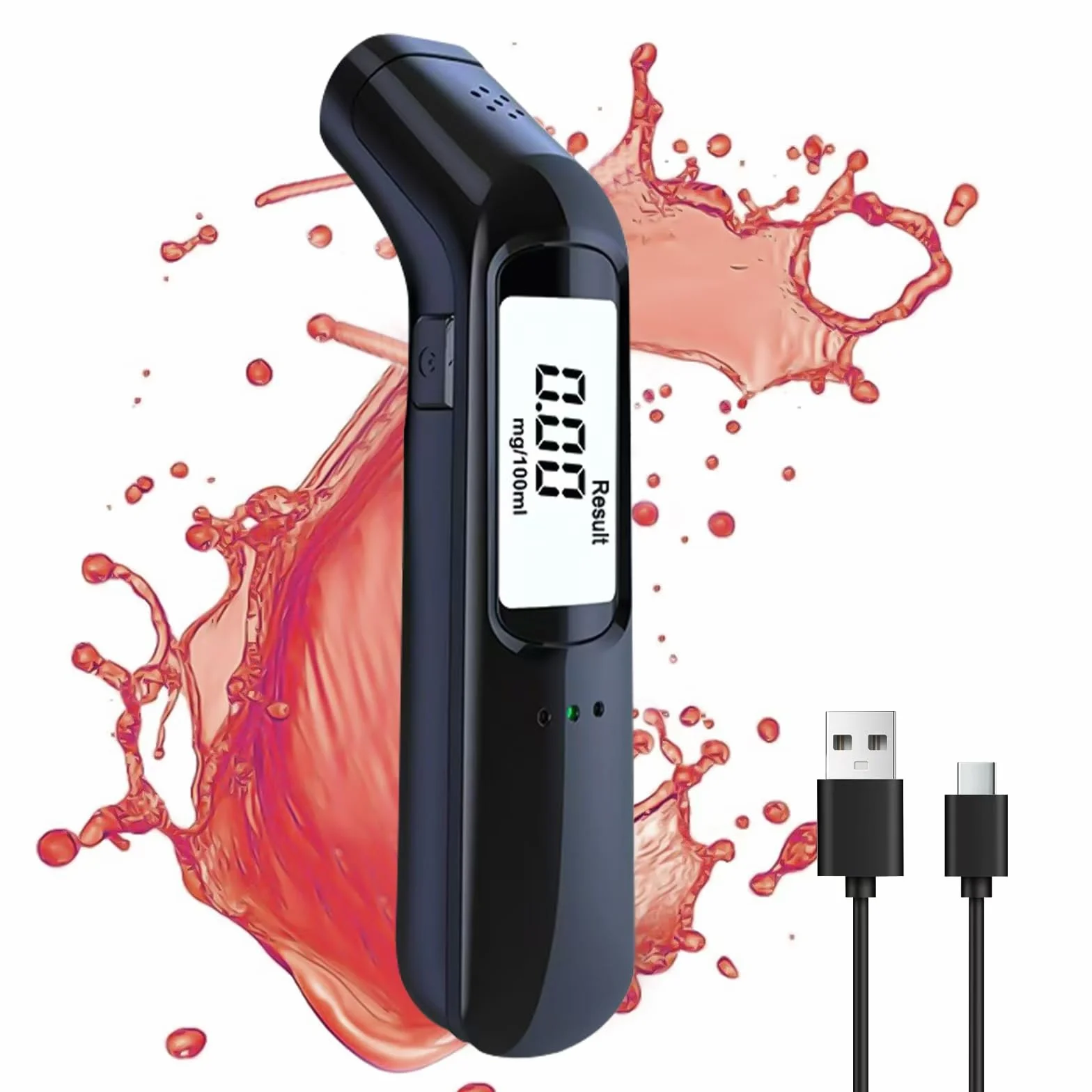 Etilometro Portatile Certificato Professionale con Alcol Test LED Alta Definizione e Chip Alta Sensibilità Precisione di Grado