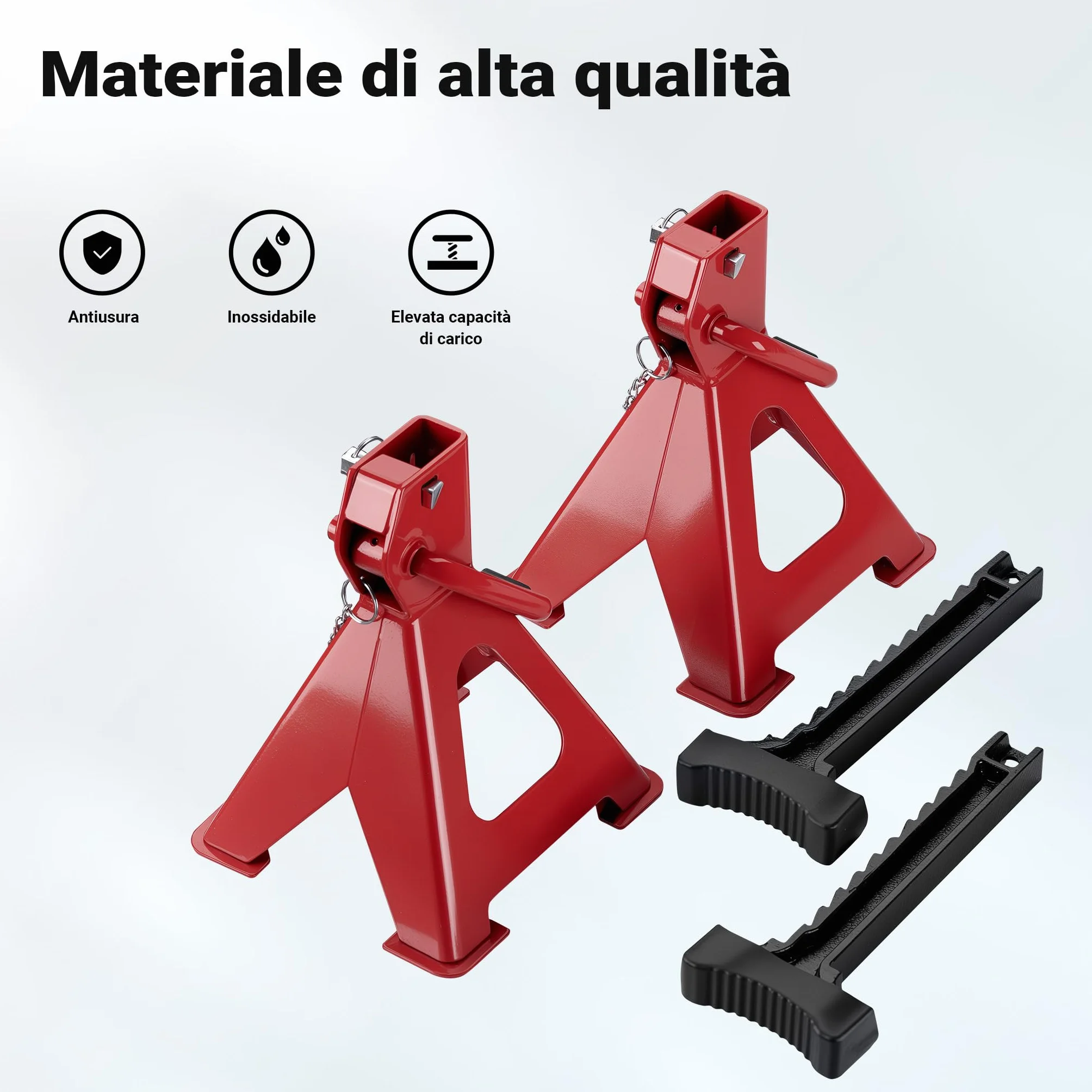 Wiltec 2 Cavalletti Auto 2 Tonnellate Altezza Sollevamento 28-42,5 cm Protezione Gomma Perno Sicurezza