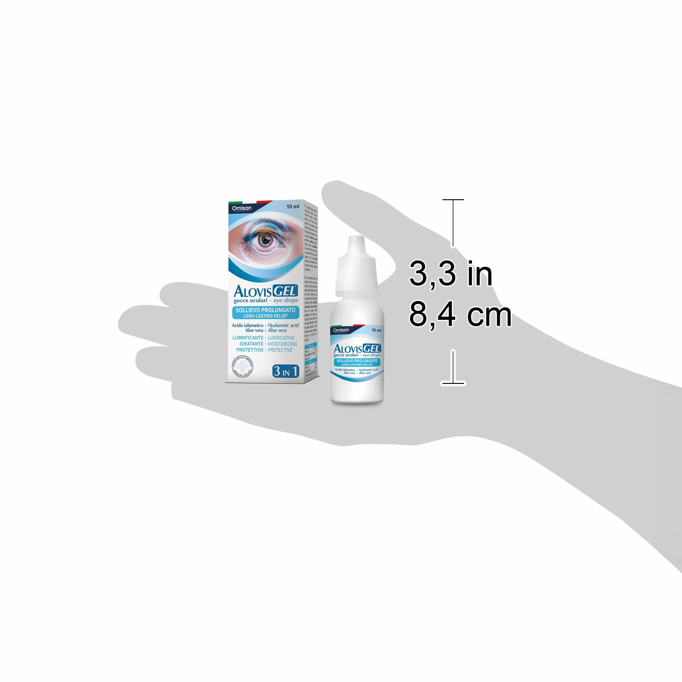 AlovisGel Liquid-Gel 3in1 Collirio Sterile Lubrificante Idratante Rinfrescante per Occhi Secchi con Acido Ialuronico e Aloe Vera 10 ml