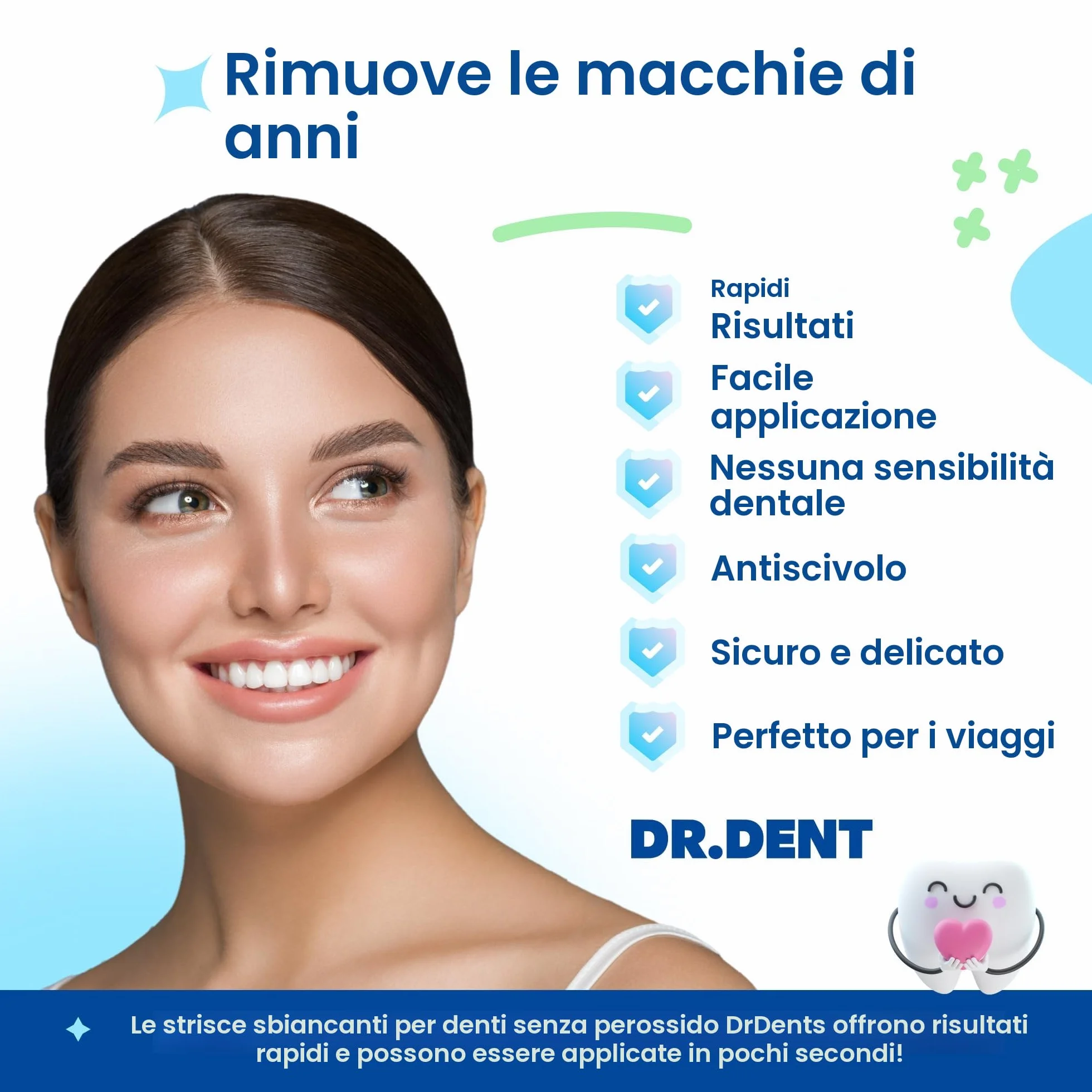 DRDENT Strisce sbiancanti per denti, 7 trattamenti, sbiancamento non sensibile