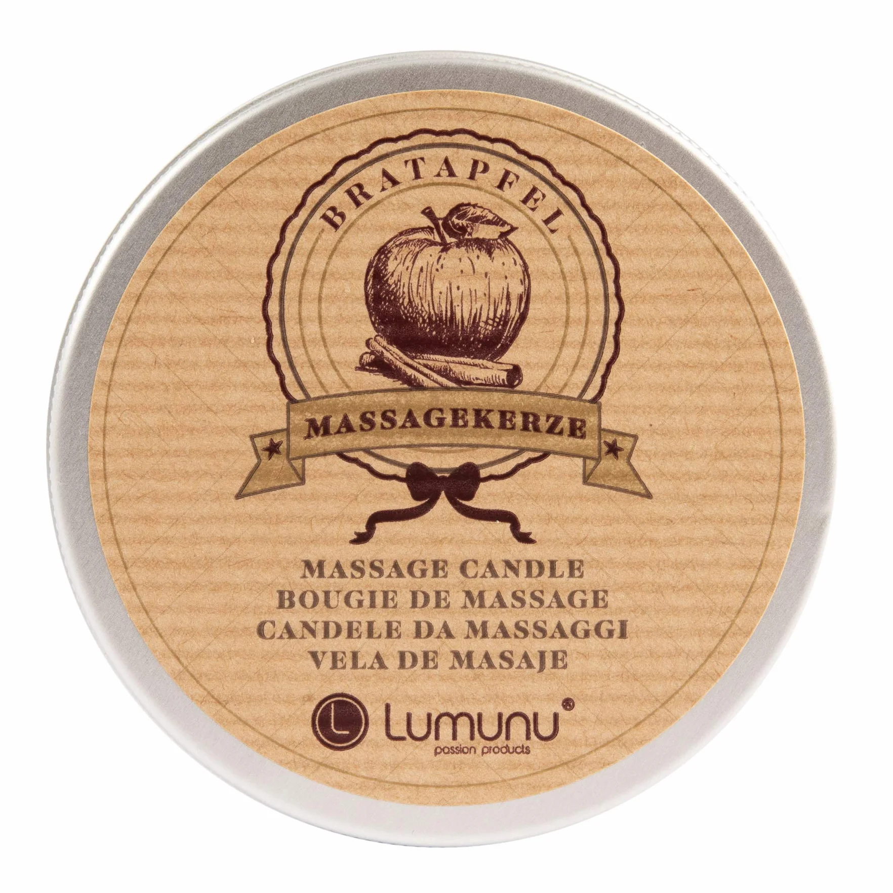 Lumunu Candela Di Cera Da Massaggio Nutriente Erotica Deluxe Oli Naturali Profumo Mela Cotta Natale Cannella 100g