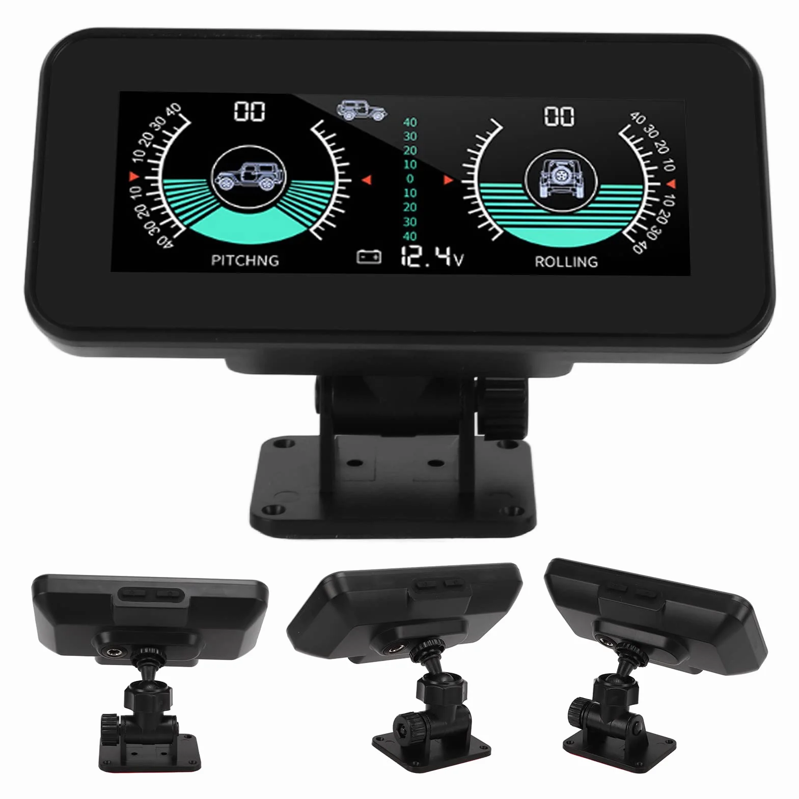 AMONIDA Inclinometro Digitale per Auto DC11.5V-30V Universale HUD Alta Risoluzione Nero