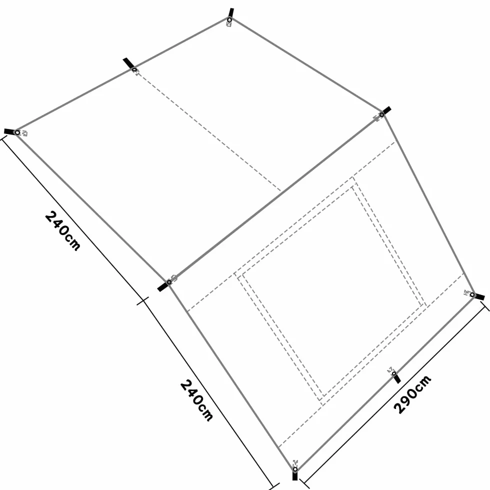 2.9x4.8m Universale Tendalino da Camper Auto Leggero Facile da Costruire Veranda per Roulotte Protezione da Sole e Pioggia Camping Tarp Canopy
