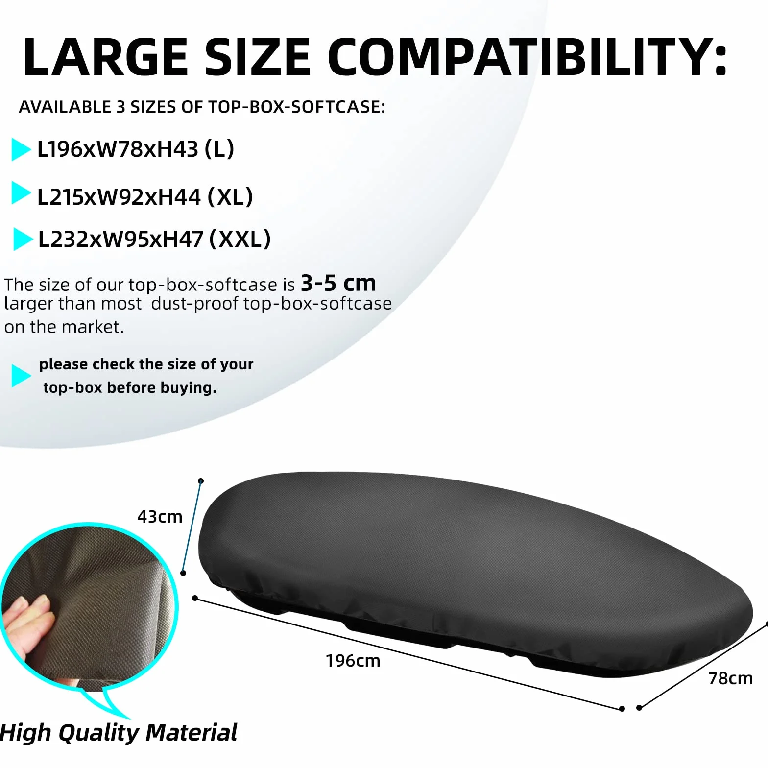 Copri Baule Auto Tetto, Copertura per Box da Tetto Auto, Migliore Protezione per Box da Tetto, Copri Box Portatutto Auto (L196xW78xH43cm)