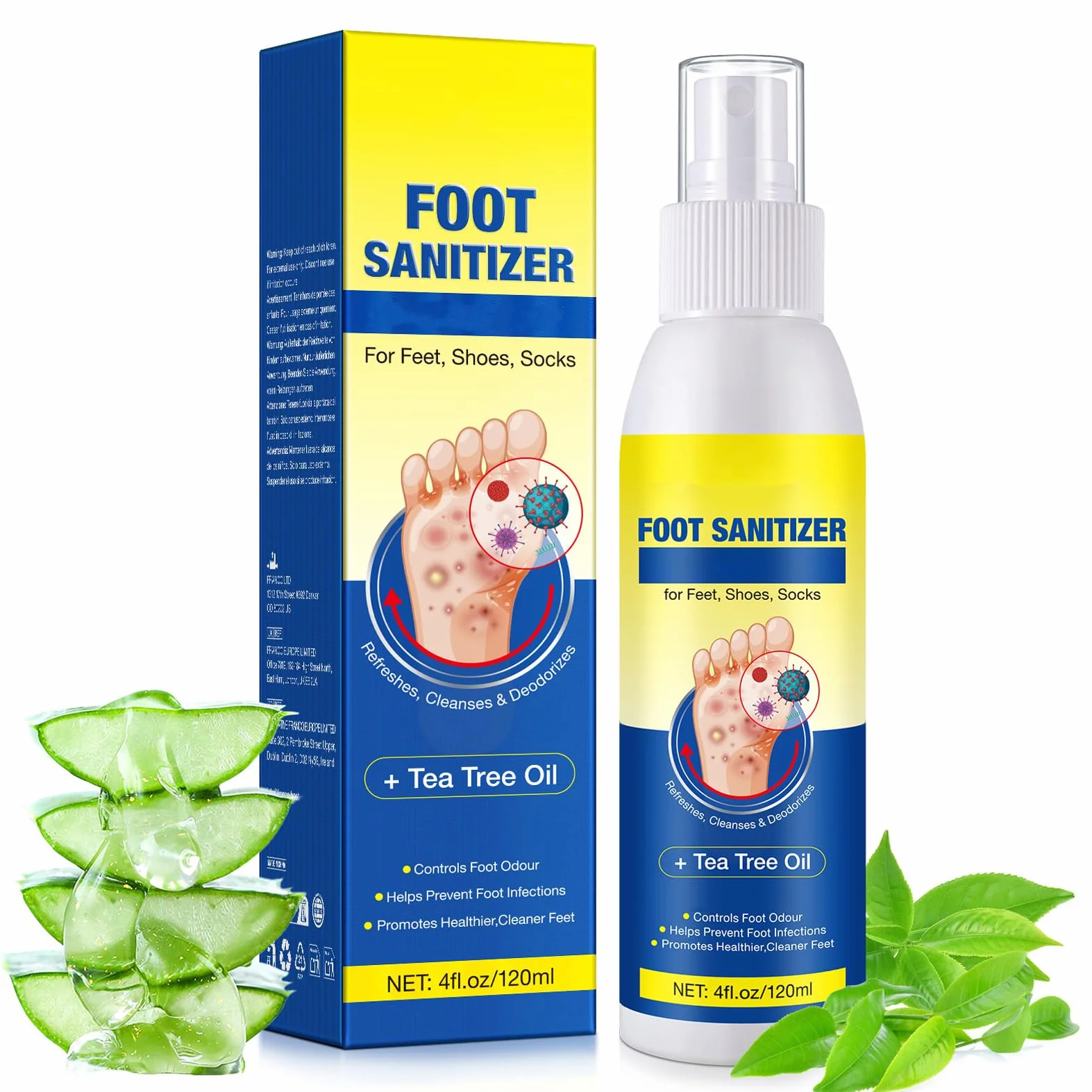 Spray per piedi olio albero del tè 120 ml antimicotico prevenzione piede d'atleta elimina odore
