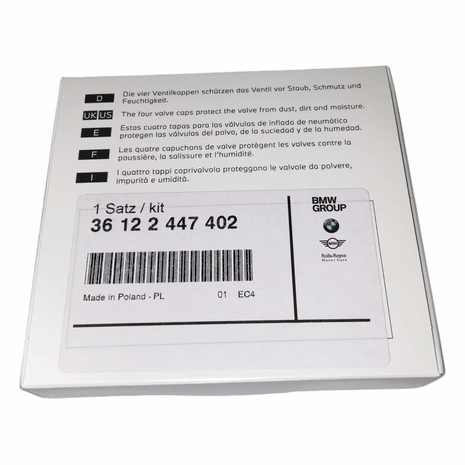 BMW, set di tappi per valvole originali BMW, 4 pezzi, per serie 1. 2, M2, 3, M3, M4, 5, 6, 7, X1, X3, X5, X5M, X6M