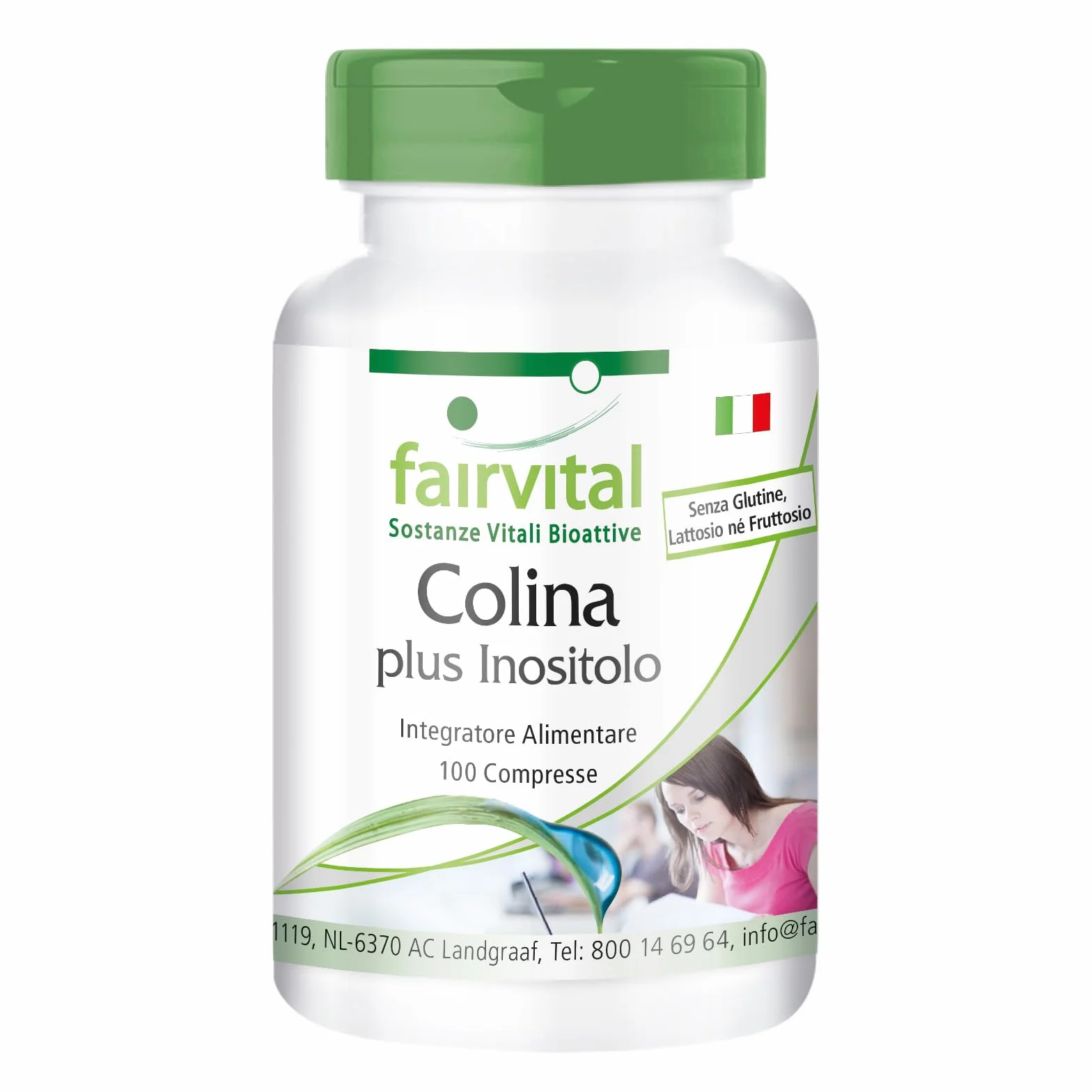 Fairvital Colina bitartrato più inositolo, 100 compresse, alto dosaggio, vegano