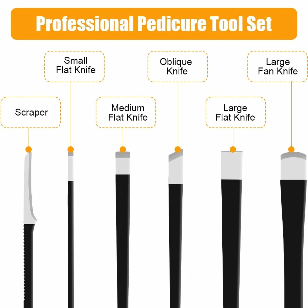 LOPHE Set Pedicure Professionale Acciaio Inox 6 Pezzi Kit Coltelli con Custodia Rimuovere Calli Pelle Morta