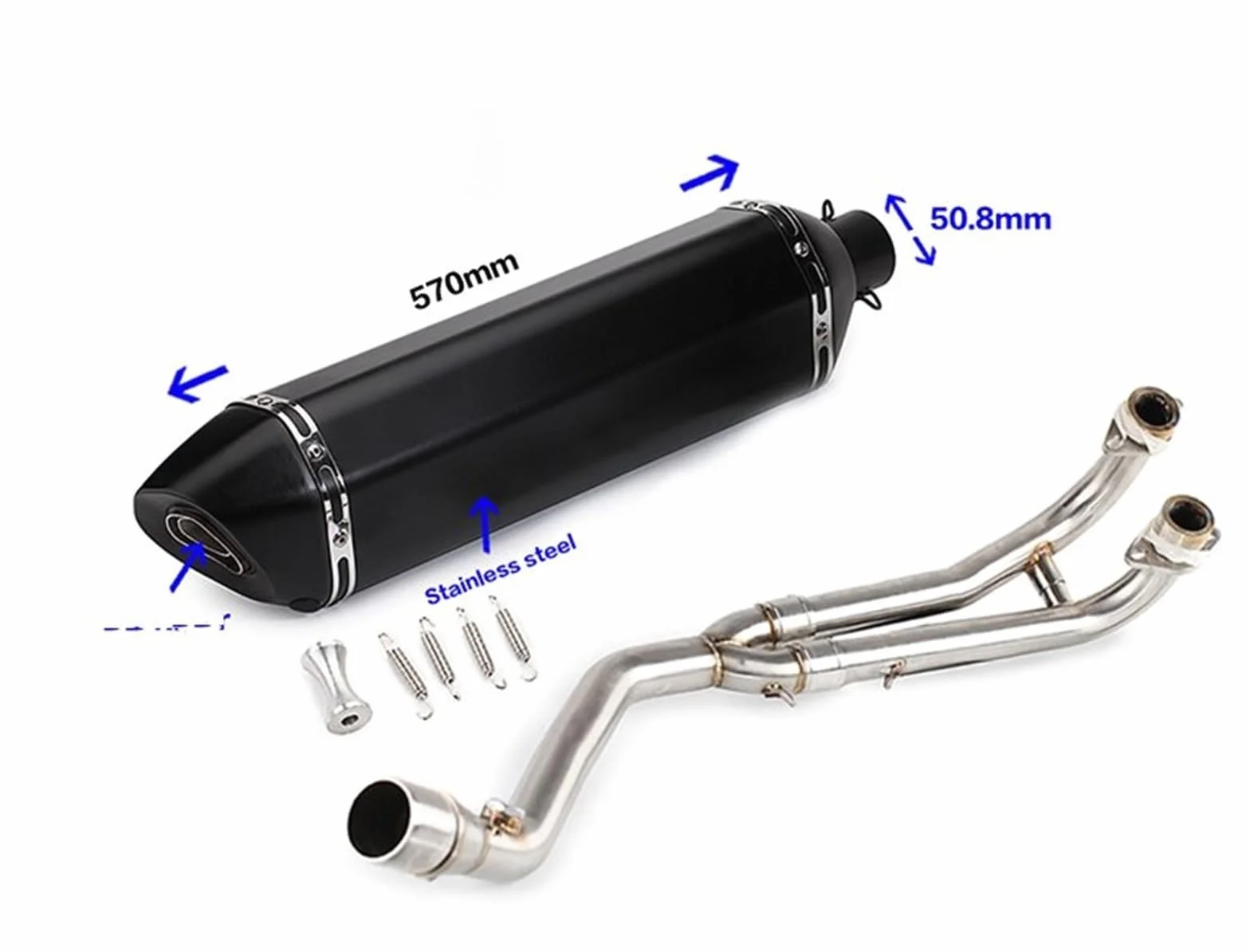 ZAPORA Sistema Motocicletta per T-Max Tmax 500 530 T-Max 500 530 2008-2018 Tubo di Collegamento Anteriore di Scarico Tubo Escape System Muffler(Style3)