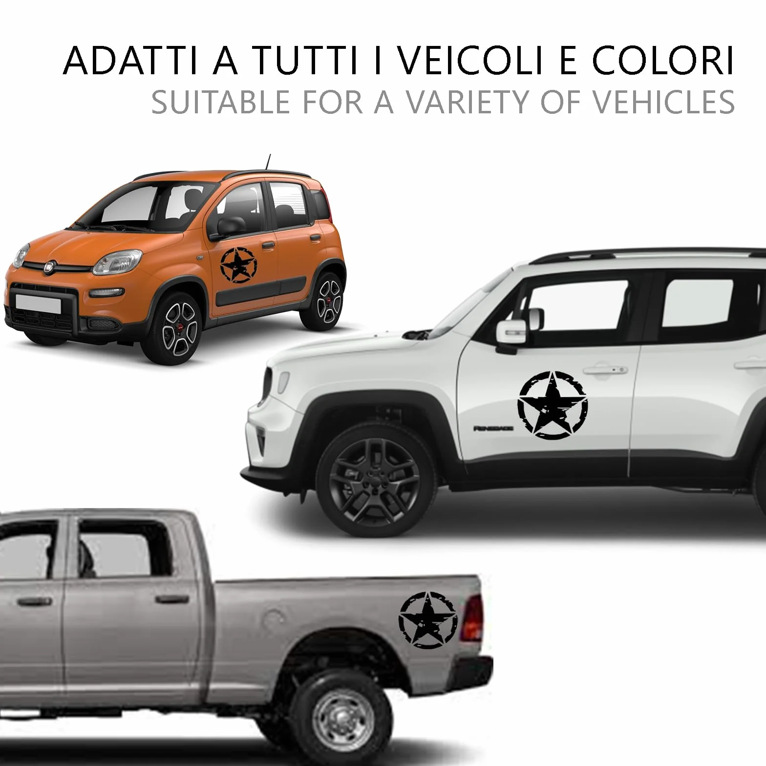 Adesivo Stella Militare Nera 4x4 Off Road Decalcomanie Auto Moto Fuoristrada 25cm 20cm 15cm 10cm