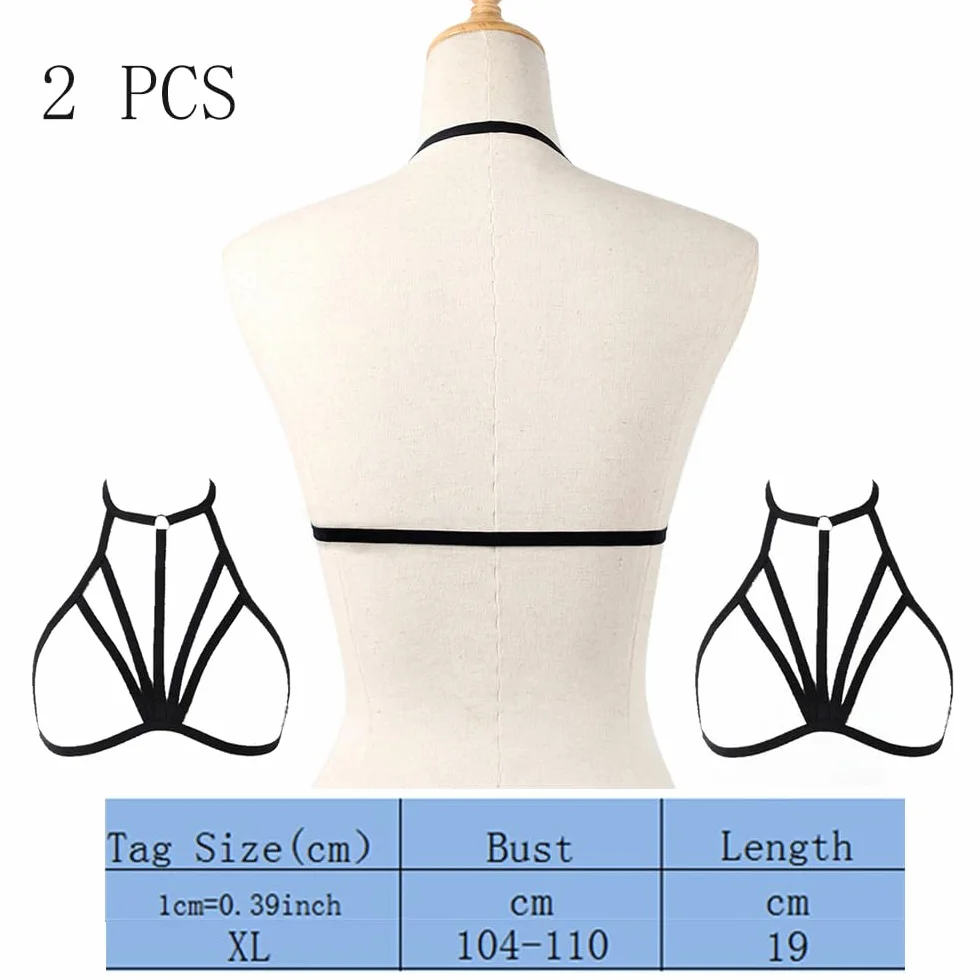 Punk Body Chest Harness 2 PCS Hollow Fashion Belt Bar for Women Club Wear