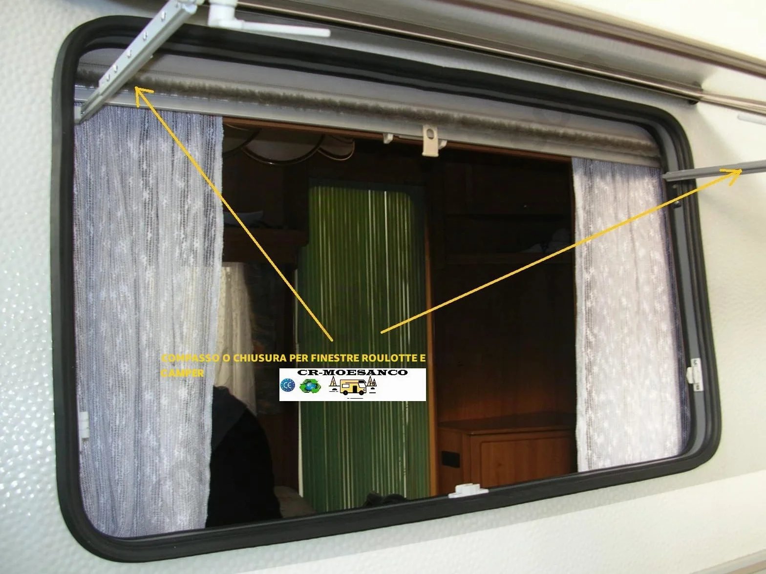 CR-MOESANCO Kit Compass Destro + Sinistra 23cm, Braccio Supporto Finestra Camper 230mm