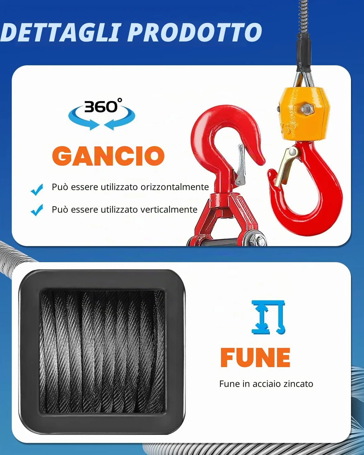 NEWTRY Paranco Elettrico 300 kg 1500W Verricello Elettrico 220V