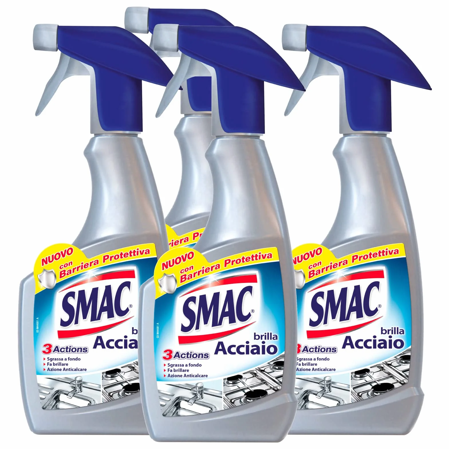 Smac Brilla Acciaio Detergente Spray Anticalcare Lucidante Barriera Protettiva 520 ml x 4 Pezzi