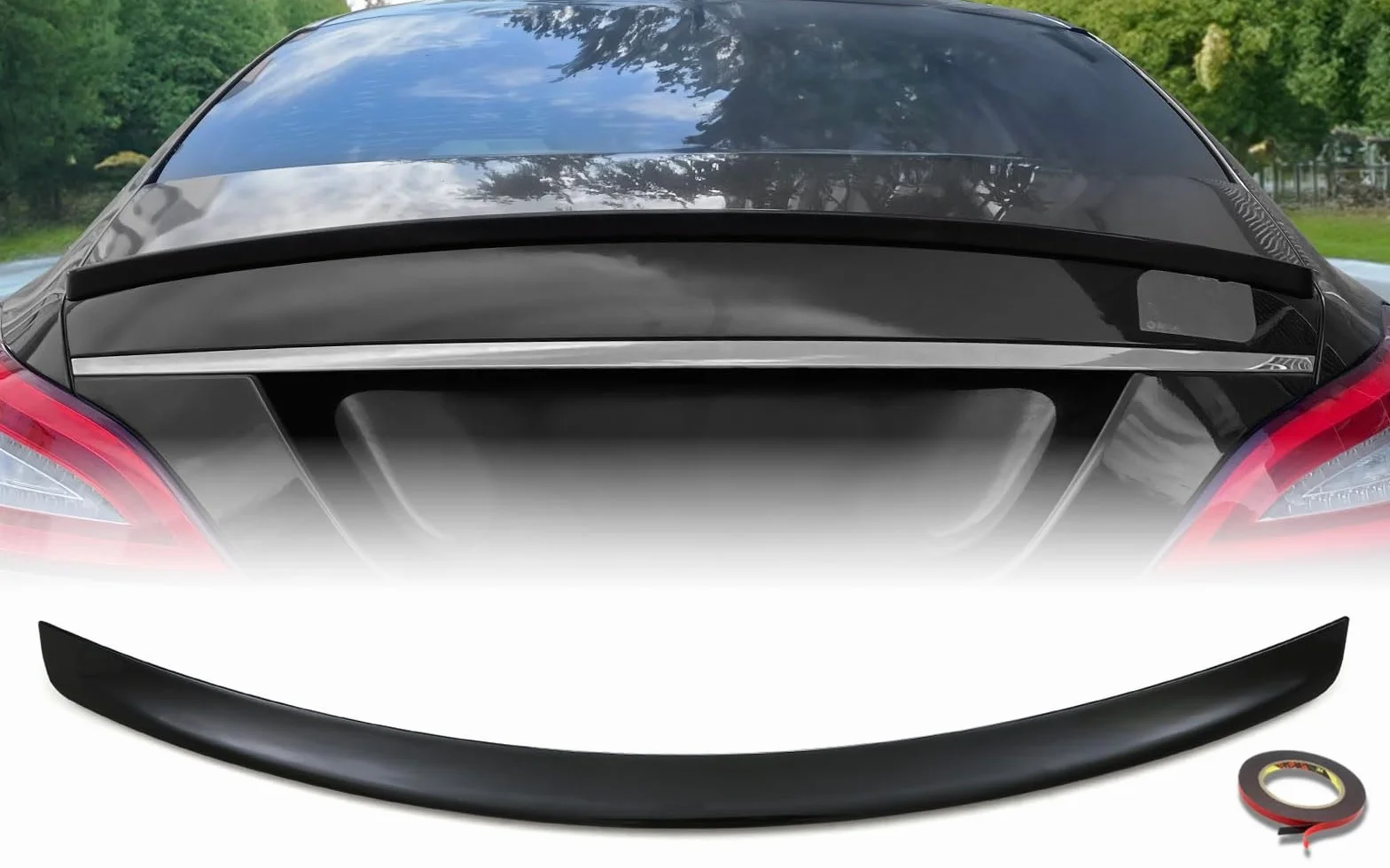 Mptuned Spoiler posteriore per bagagliaio, nero lucido, compatibile con classe CLS W218/C218 2010-2018, in plastica ABS di alta qualità, incluso nastro biadesivo
