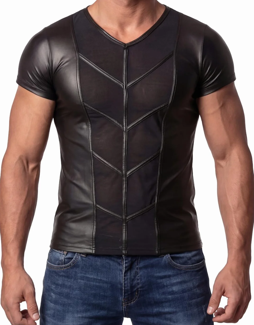 Maglietta uomo lattice effetto bagnato inserti rete