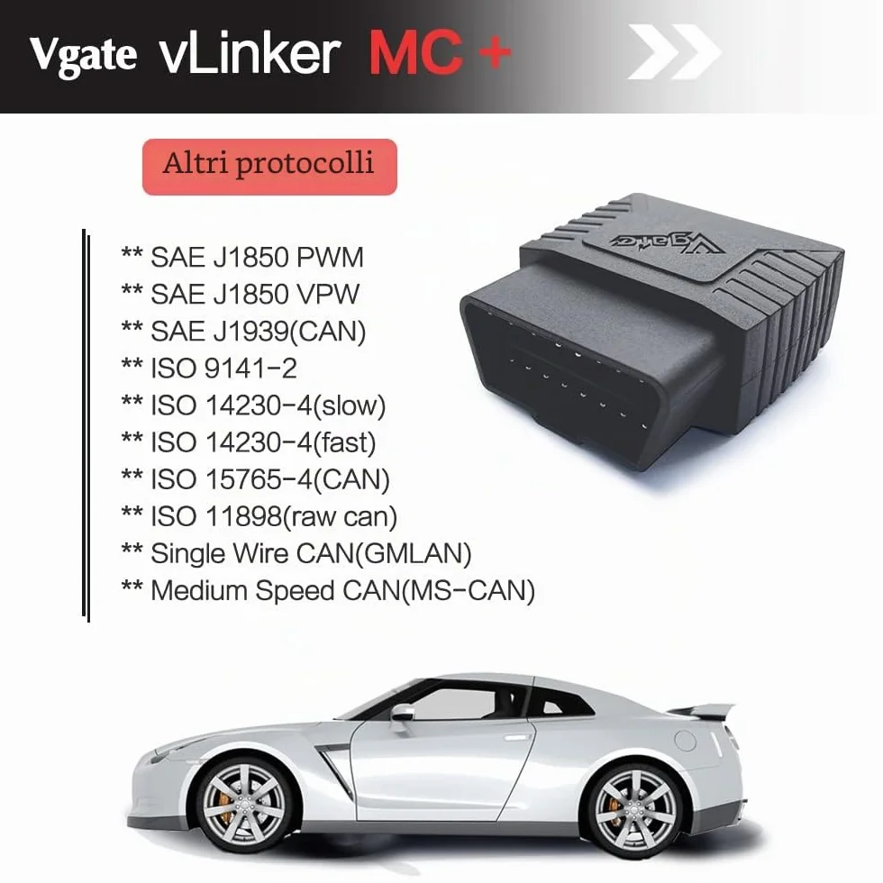 Vgate vLinker MC+ OBD2 Bluetooth Diagnostico Scanner per Auto iOS Android Windows