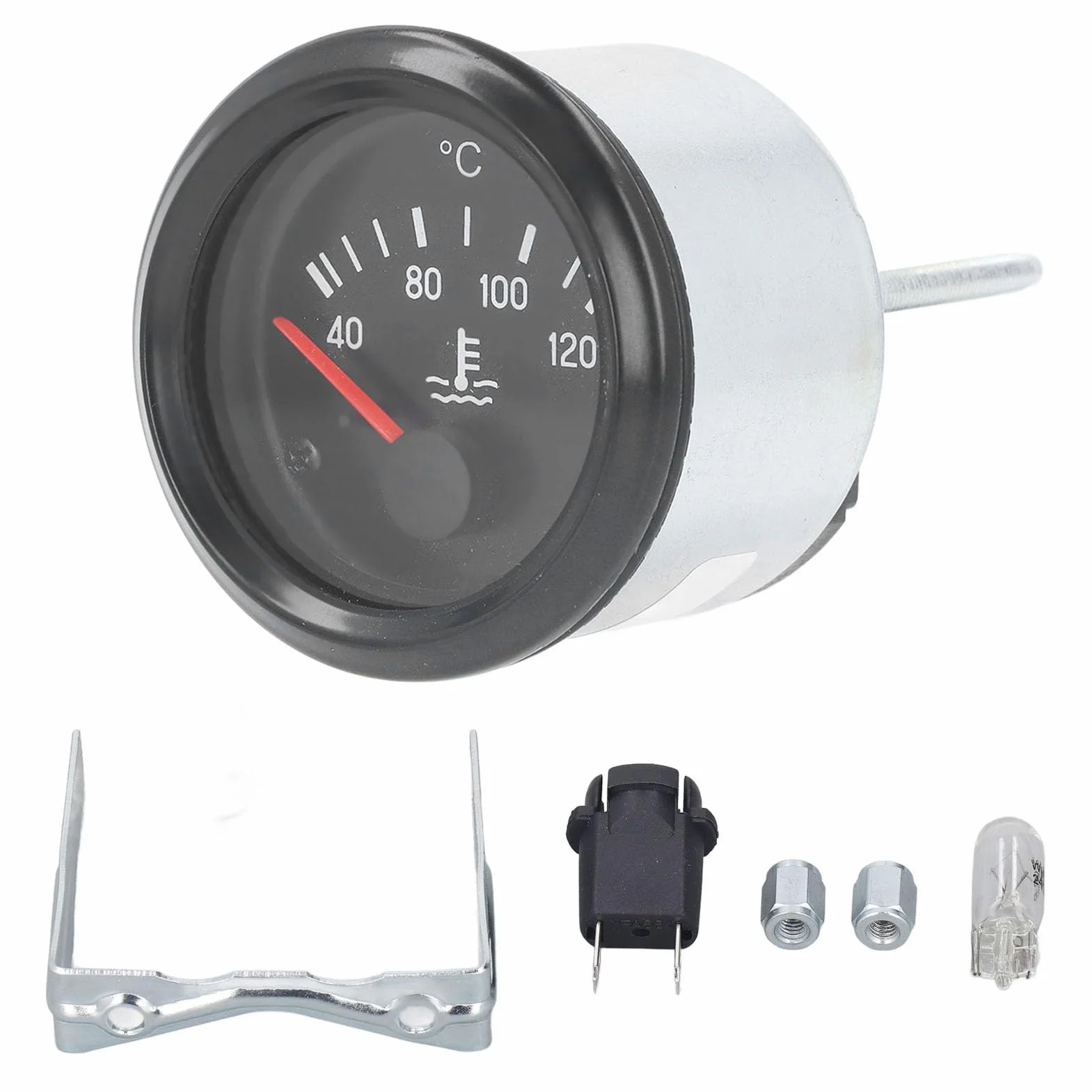 Termometro della Temperatura 'acqua, Operazione Stabile in Lega di Alluminio Easy Installazione Calibro Temperatura 'acqua 40-120 ℃ Copertina Trasparente per Veicoli (12V （310-030-002）) (24V