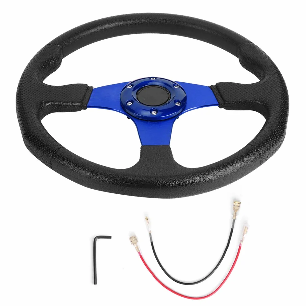 Volante da 350 mm 14 pollici profilo profondo in lega di alluminio per drifting universale 6 bulloni Blu