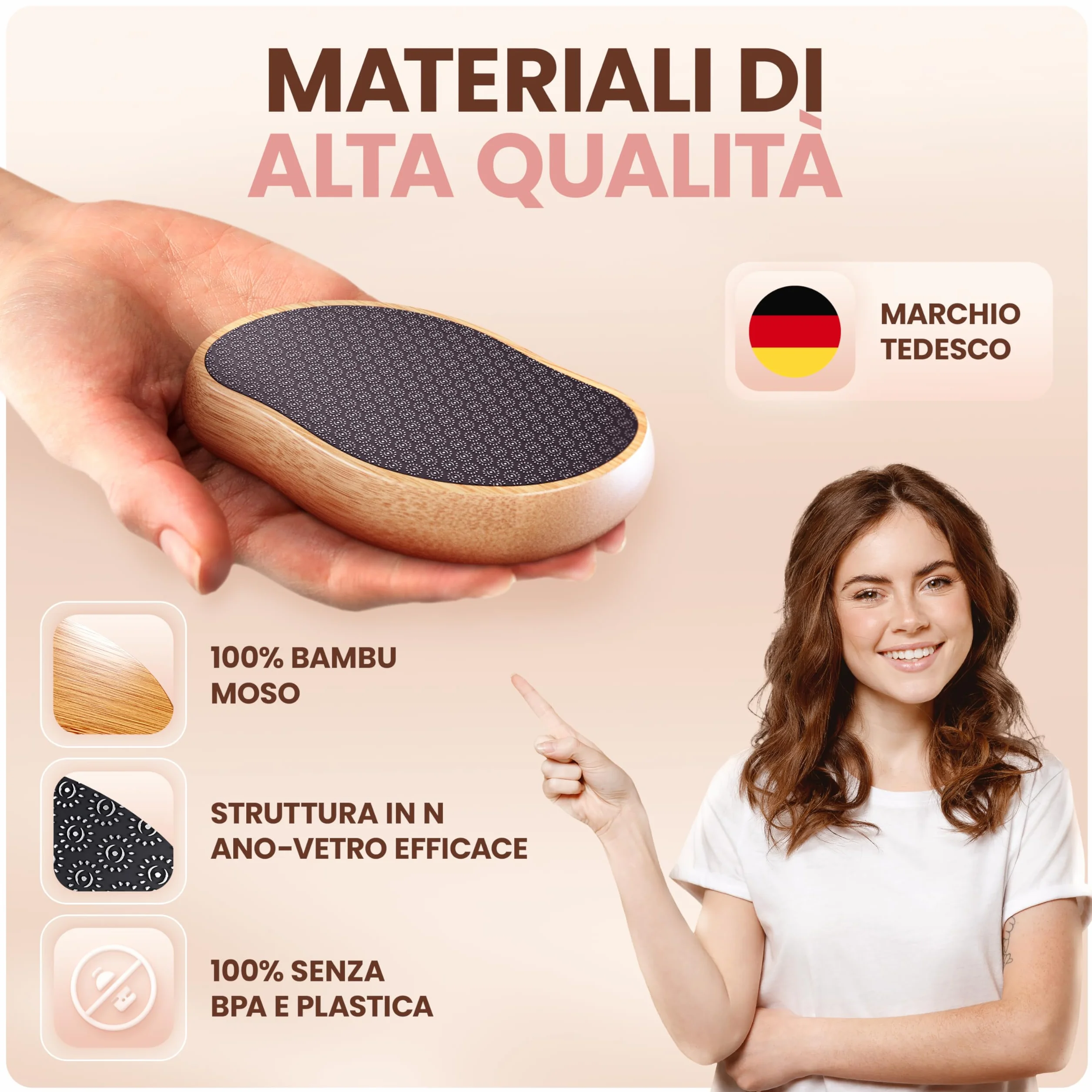 BAMBUA Lima per Piedi Professionale Effetto Anti-Calli Vetro Nano Pedicure Rimozione Calli (Nero)