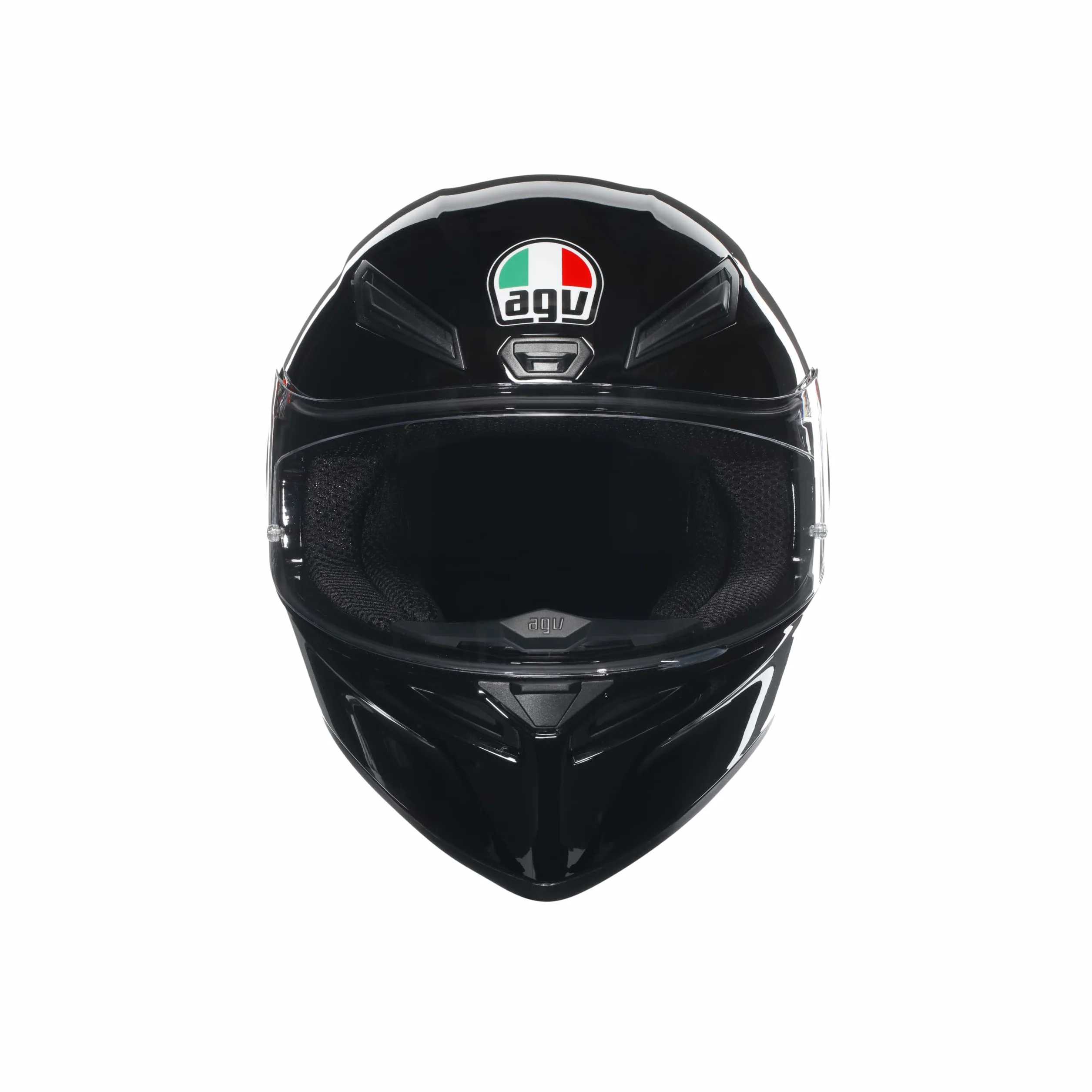 AGV - K1 S E2206, Casco Moto Integrale ECE, Stile Racing con Spoiler Aerodinamico, Prese d'Aria e Visiera Antigraffio, Campo Visivo 190°, Predisposizione Interfono, Nero, M