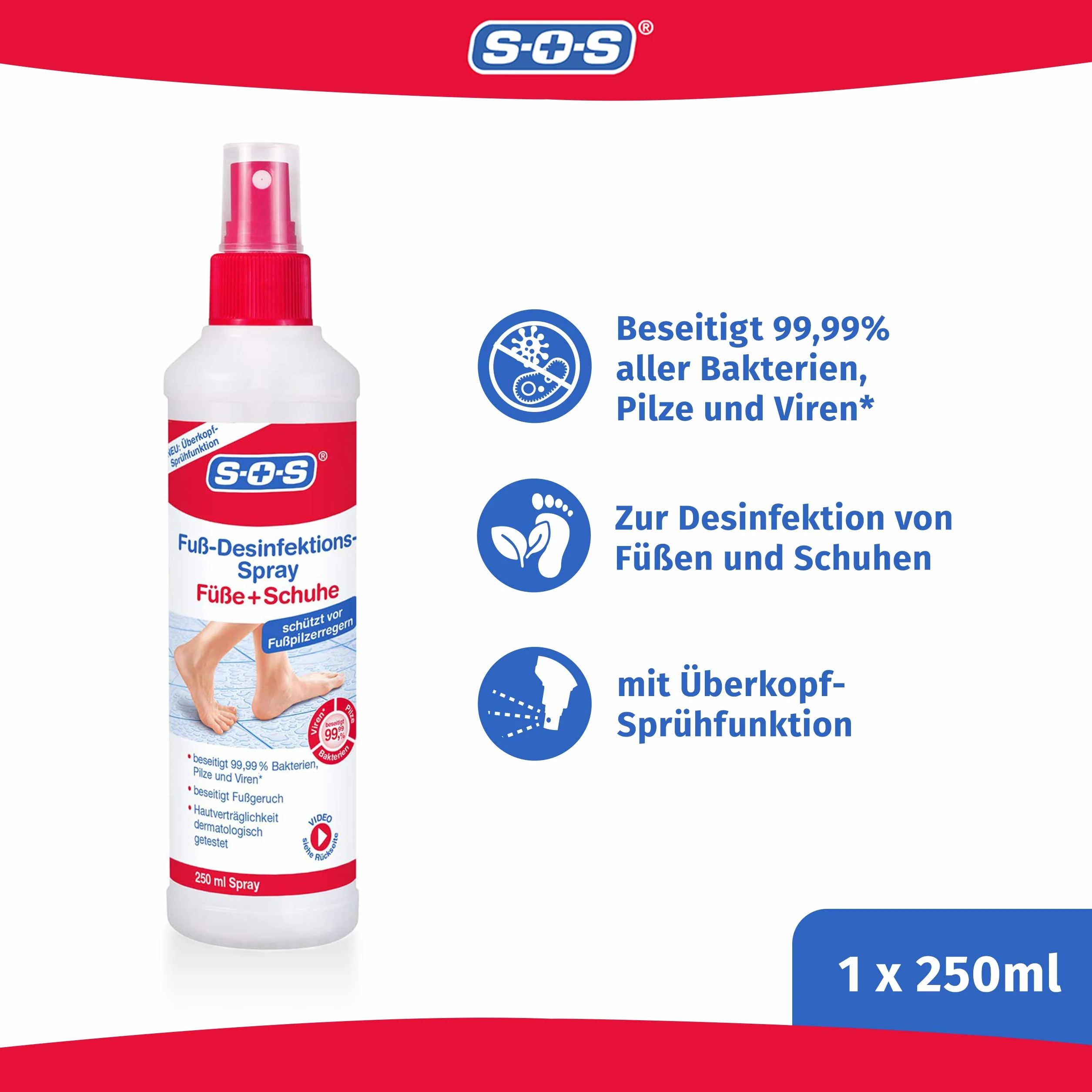 SOS Spray disinfettante per piedi e scarpe 250 ml
