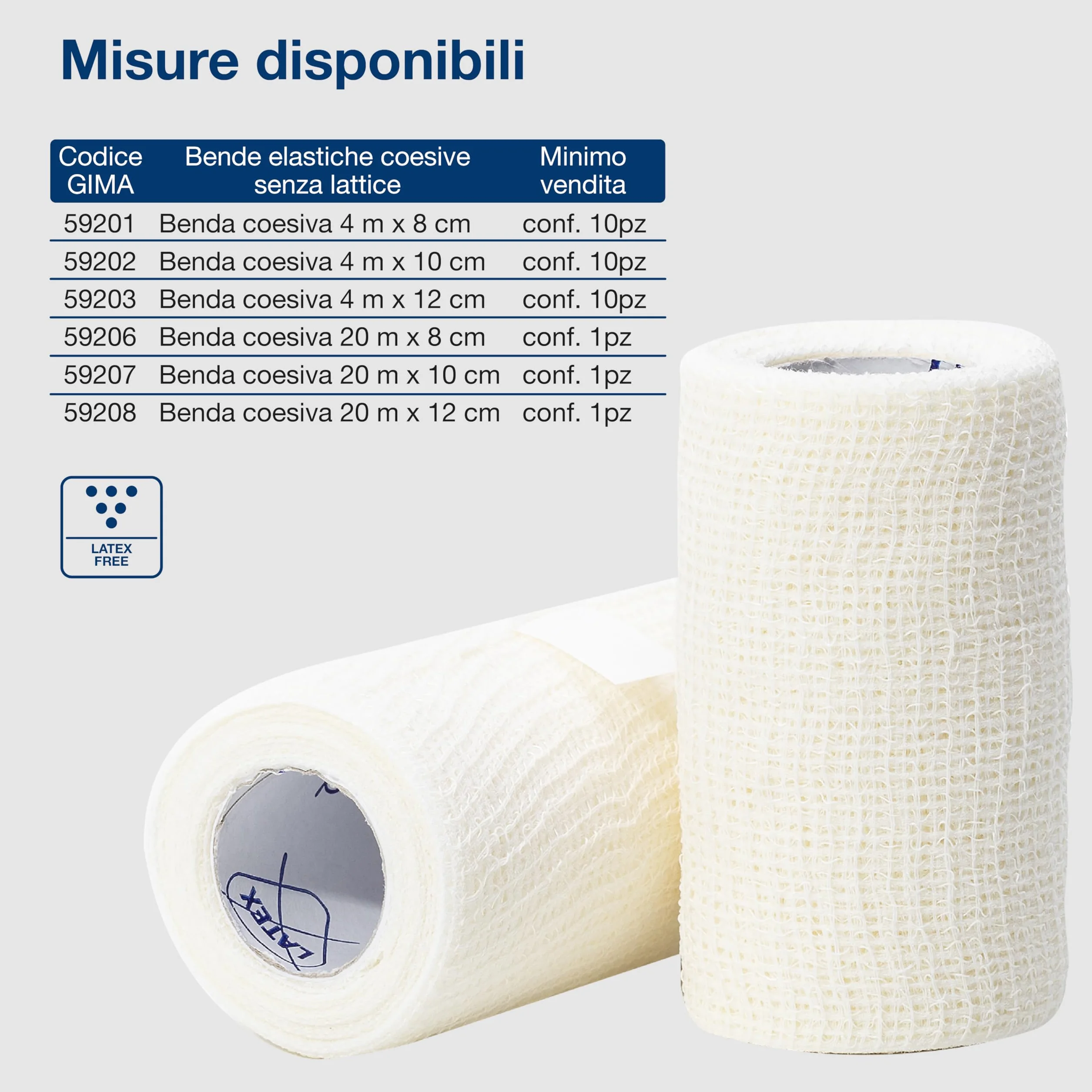 GIMA Benda elastica coesiva priva di lattice 20m x 10 cm confezione da 1