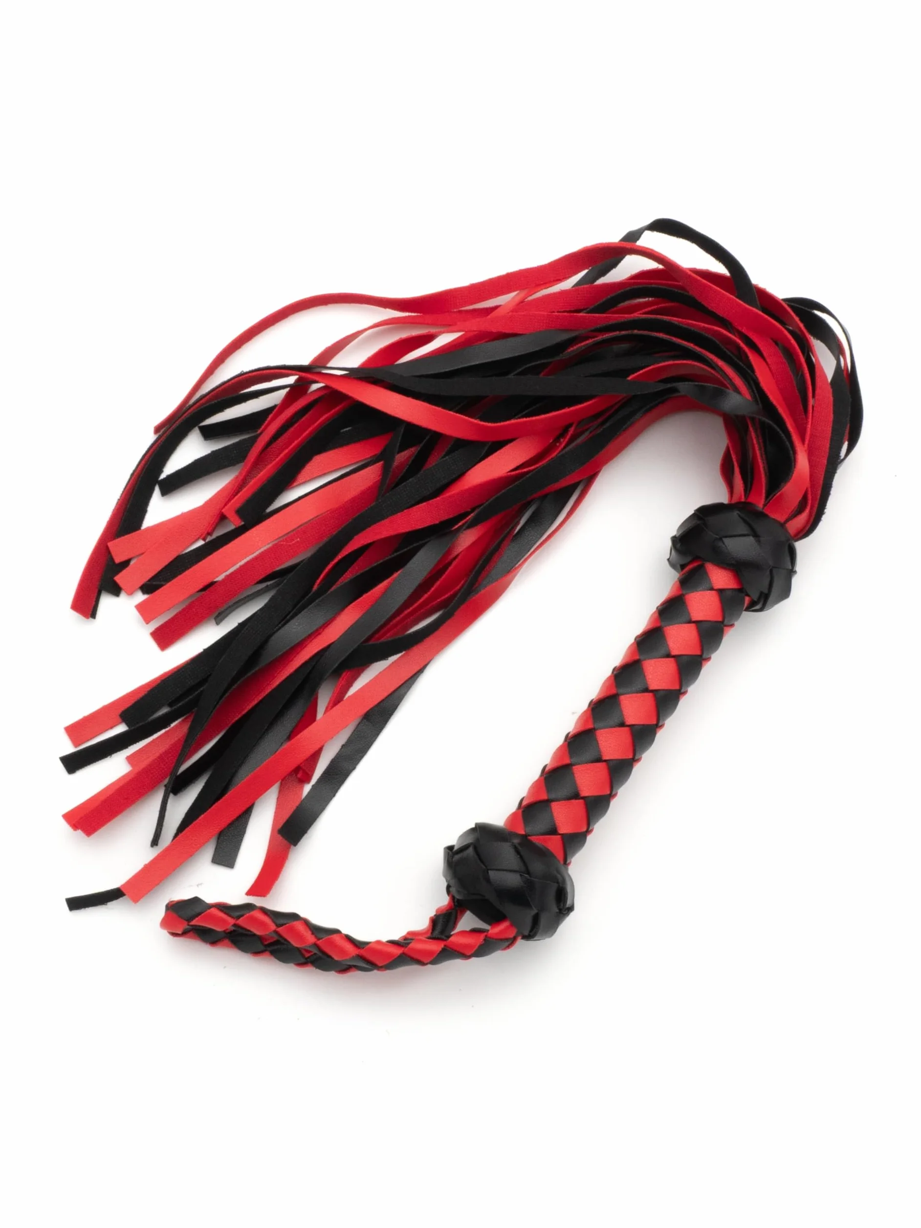BONDAGERIE Flogger Nero e Rosso Gatto 9 Code con Disegni Rombi