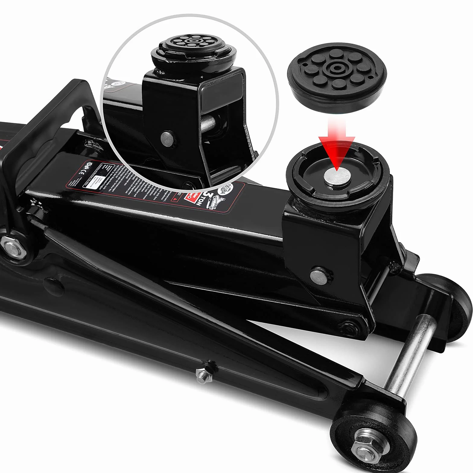 Cric idraulico auto 3 tonnellate Deuba maniglia rotelle manovrabile cuscinetto gomma martinetto sollevatore