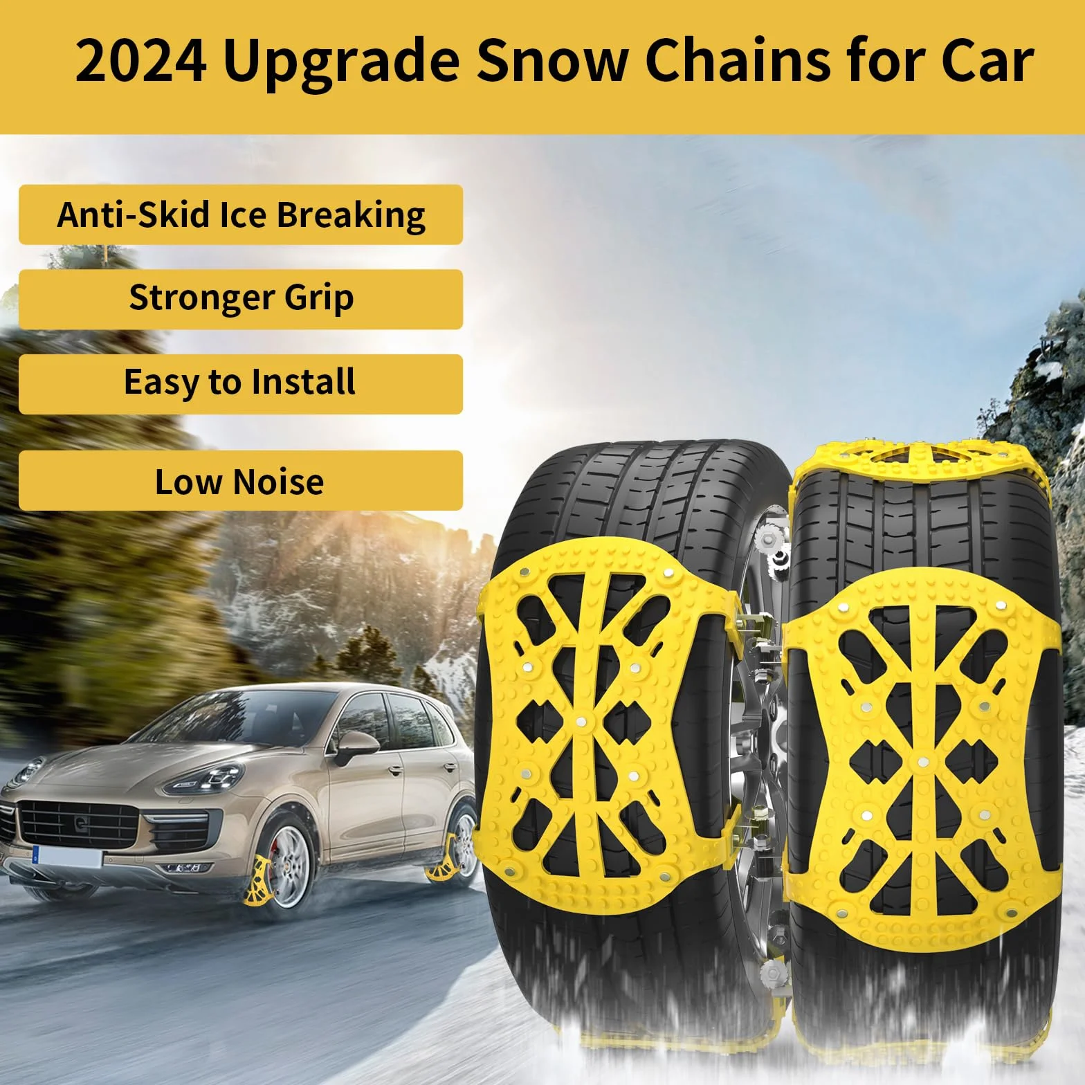 Catene da Neve per Auto, 6PCS catene neve universali per Pneumatico Grandezza 165-275mm, Versione Aggiornata si Allarga e si Addensa Facile da Installare per Auto/Camion/SUV