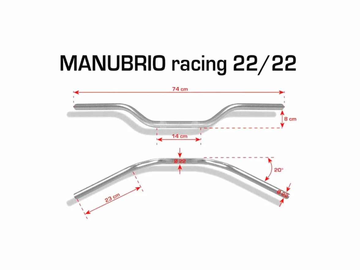 Manubrio Racing 22 Piega Bassa Barracuda Moto Universale Ergal Alleggerito Nero