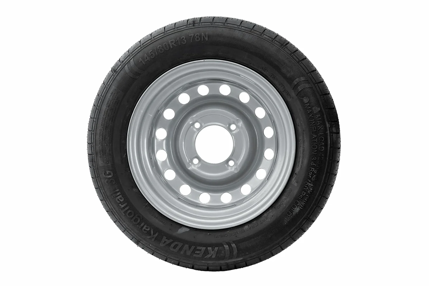 KENDA Ruota Completa per Rimorchio 145/80 R13 78N, Massima Stabilità e Sicurezza con Cerchio in Acciaio 4Jx13 H2 4x115 ET0 per Rimorchi Leggeri e da Campeggio