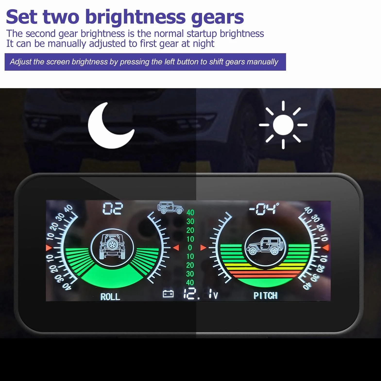 GPS HUD universale Indicatore di inclinazione livello auto con display LCD HD e avvisi allarme