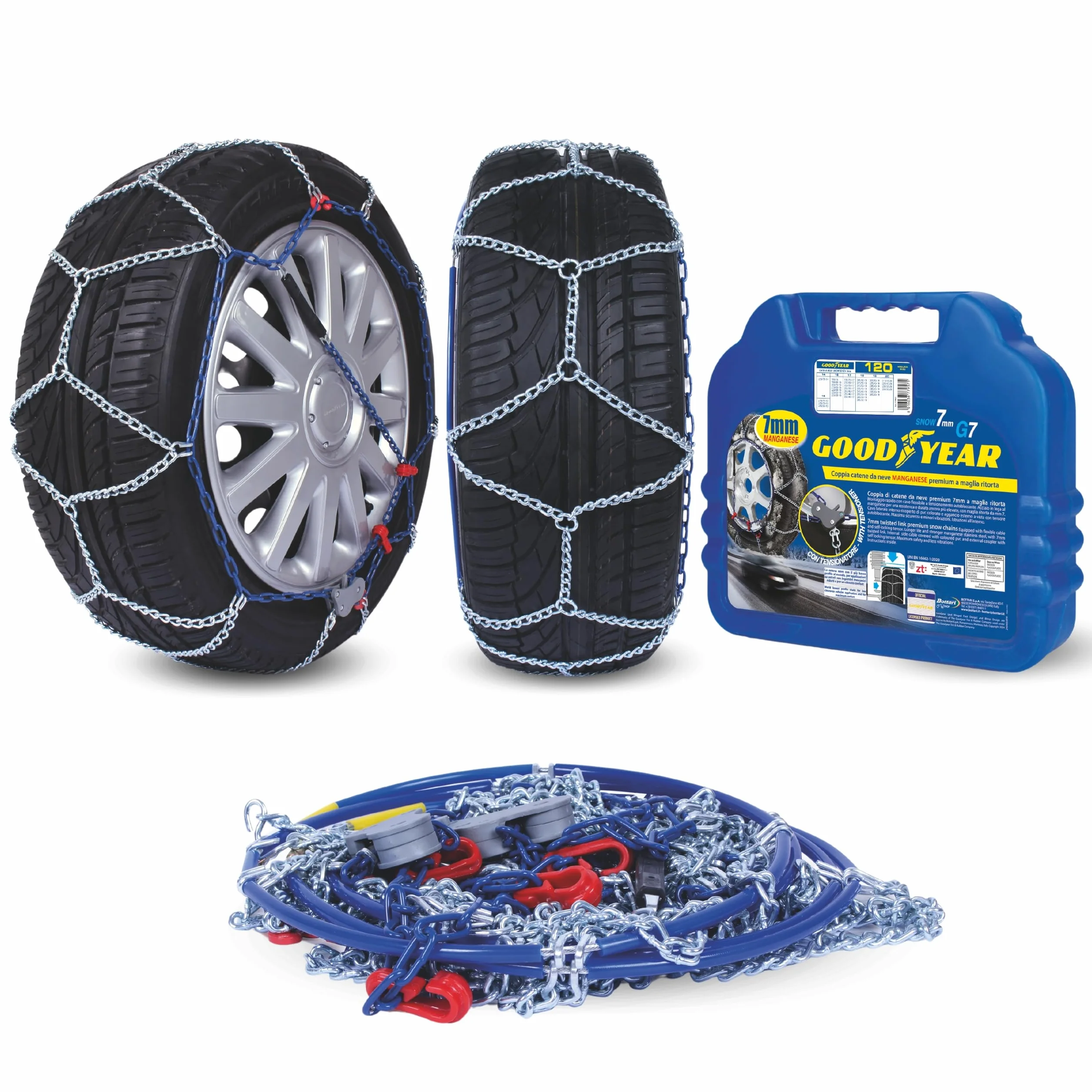 Goodyear Catene da Neve G7 7 mm Omologate TUV GS Onorm Taglia 120 per R14-R20