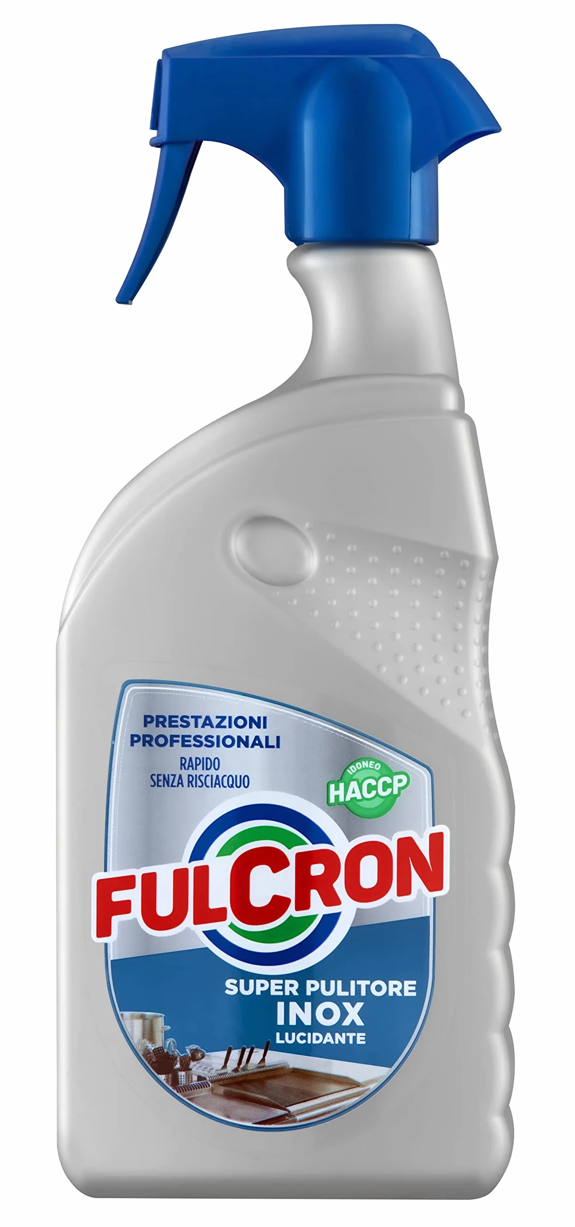FULCRON Super Pulitore Inox 750 ml, Deterge e Lucida Acciaio Inox, Non lascia Aloni