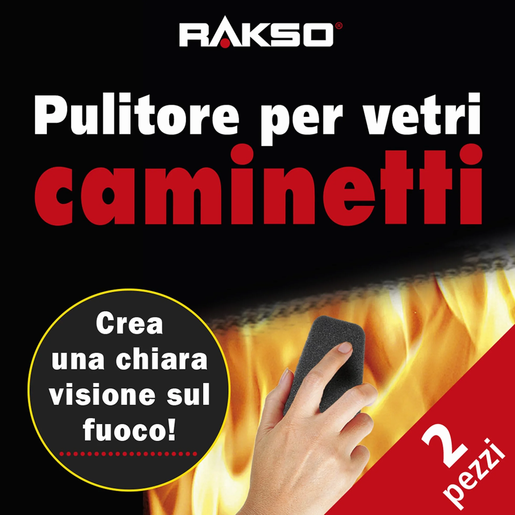RAKSO Pulitore per vetri e caminetti e stufe Spugna 2 pezzi