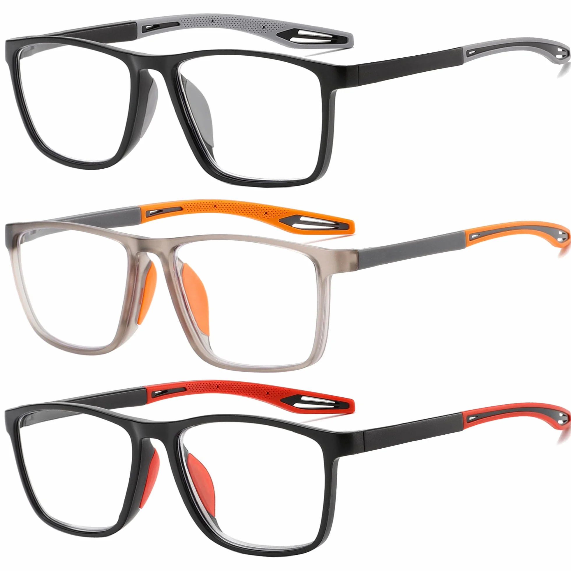 Occhiali da lettura uomo 3 paia blocco luce blu stile sportivo flessibili