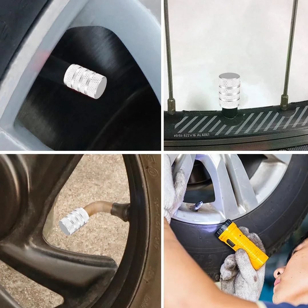 8 pezzi Cappucci stelo valvola pneumatici in alluminio Cappucci antipolvere per auto in metallo per pneumatici auto Cappucci valvole universali per pneumatici con guarnizione per moto, camion, bici