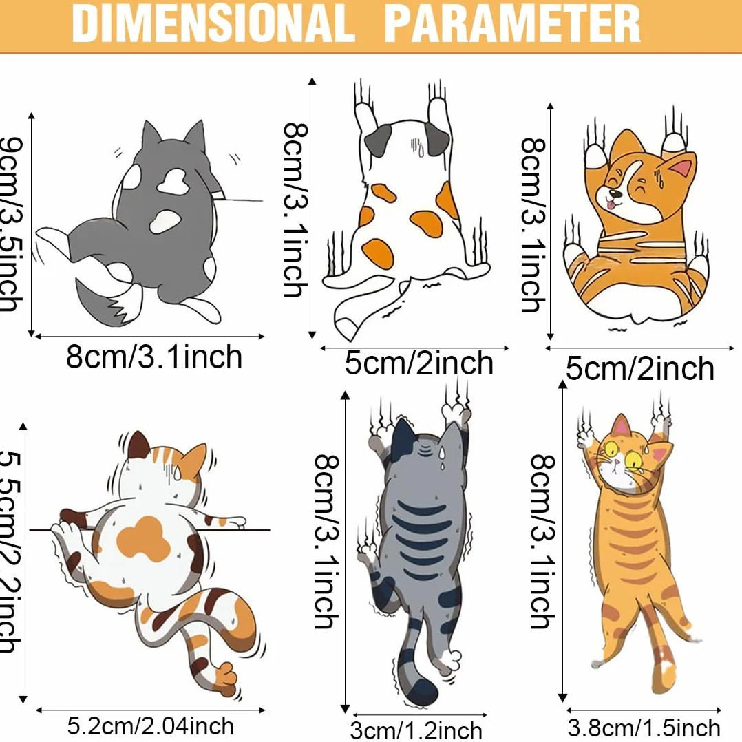 Set di 6 Divertenti Adesivi per auto con cani e gatti dei cartoni animati, divertenti adesivi per paraurti per auto e copertura antigraffio, Ideali per Auto, Camion, Pareti, Laptop e Bagagli