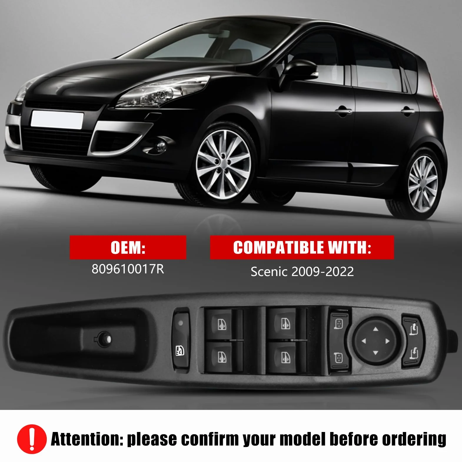 Pulsante alzacristalli Re-nault Sc-enic 2009-2022 anteriore sinistro 809610017R interruttore per alzacristalli elettrici in auto