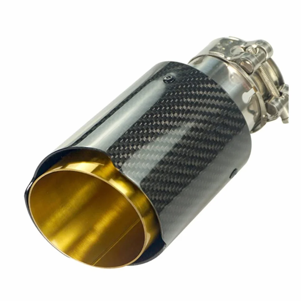 Tubo Scappamento Universal Car Straight Edge Glossy Carbon Fiber Gold Pipe Terminale di Scarico del Silenziatore del Tubo di Coda del Tubo per Akrapovic Tubo Terminale Scarico