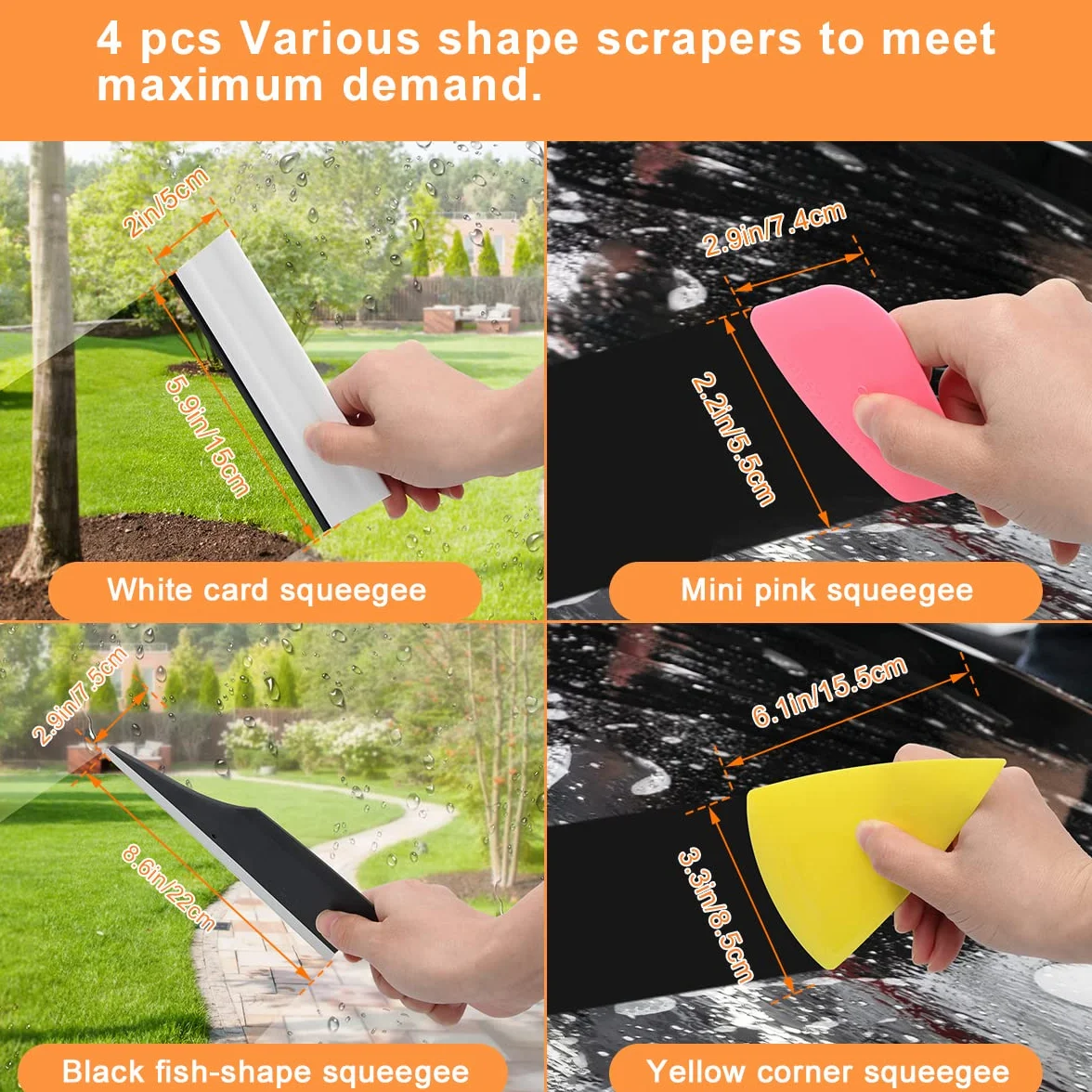 Luxiv Car Window Tint Application Tools Kit, 9 PCS Vehicle Glass Protective Film Installing Tool Car Window Film Squeegee Automotive Film Scrapers Window Tint Tools
