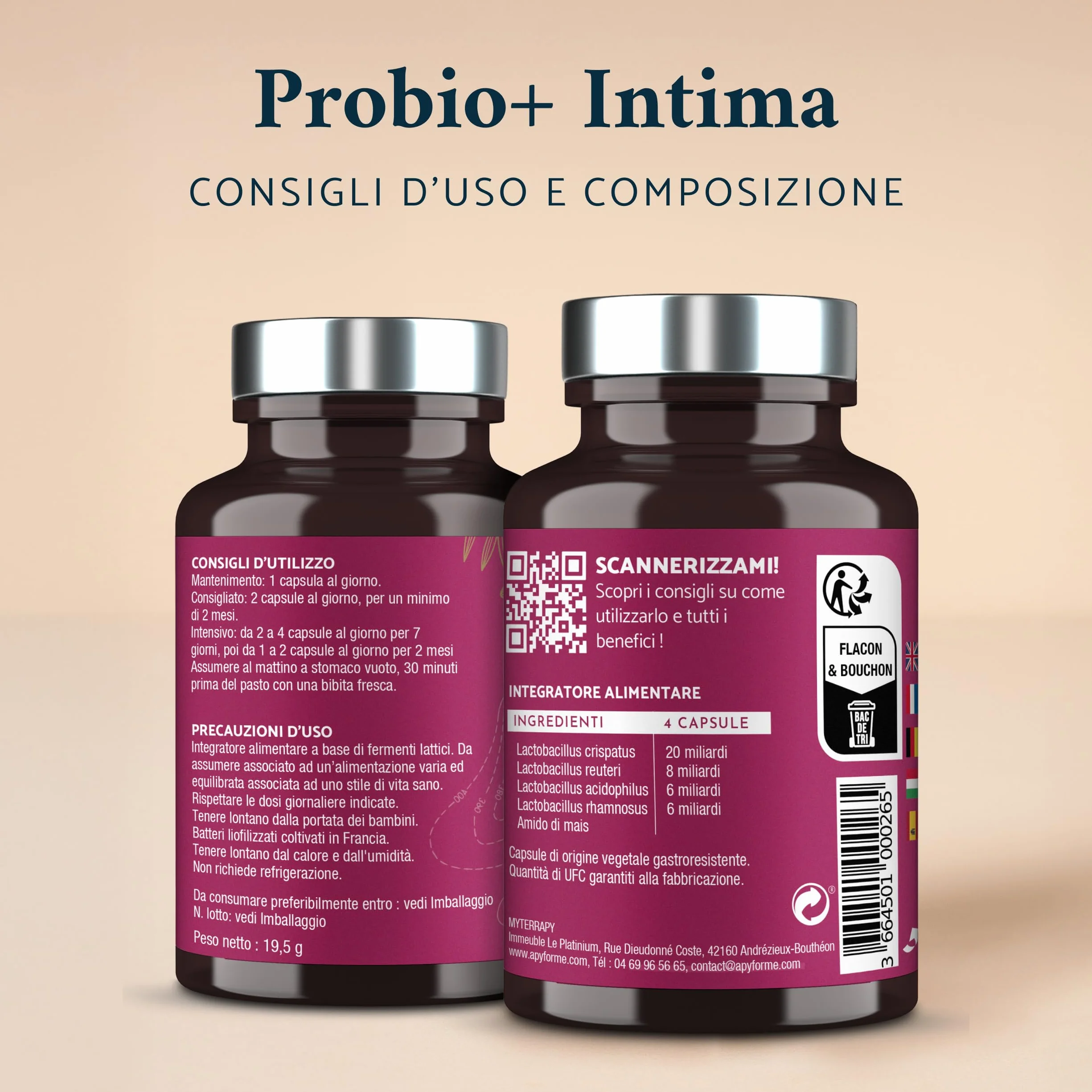 Probio+ Intima Probiotici Donna Flora Intima 40 Miliardi UFC 4 Ceppi Lactobacillus 60 Capsule Gastroresistenti