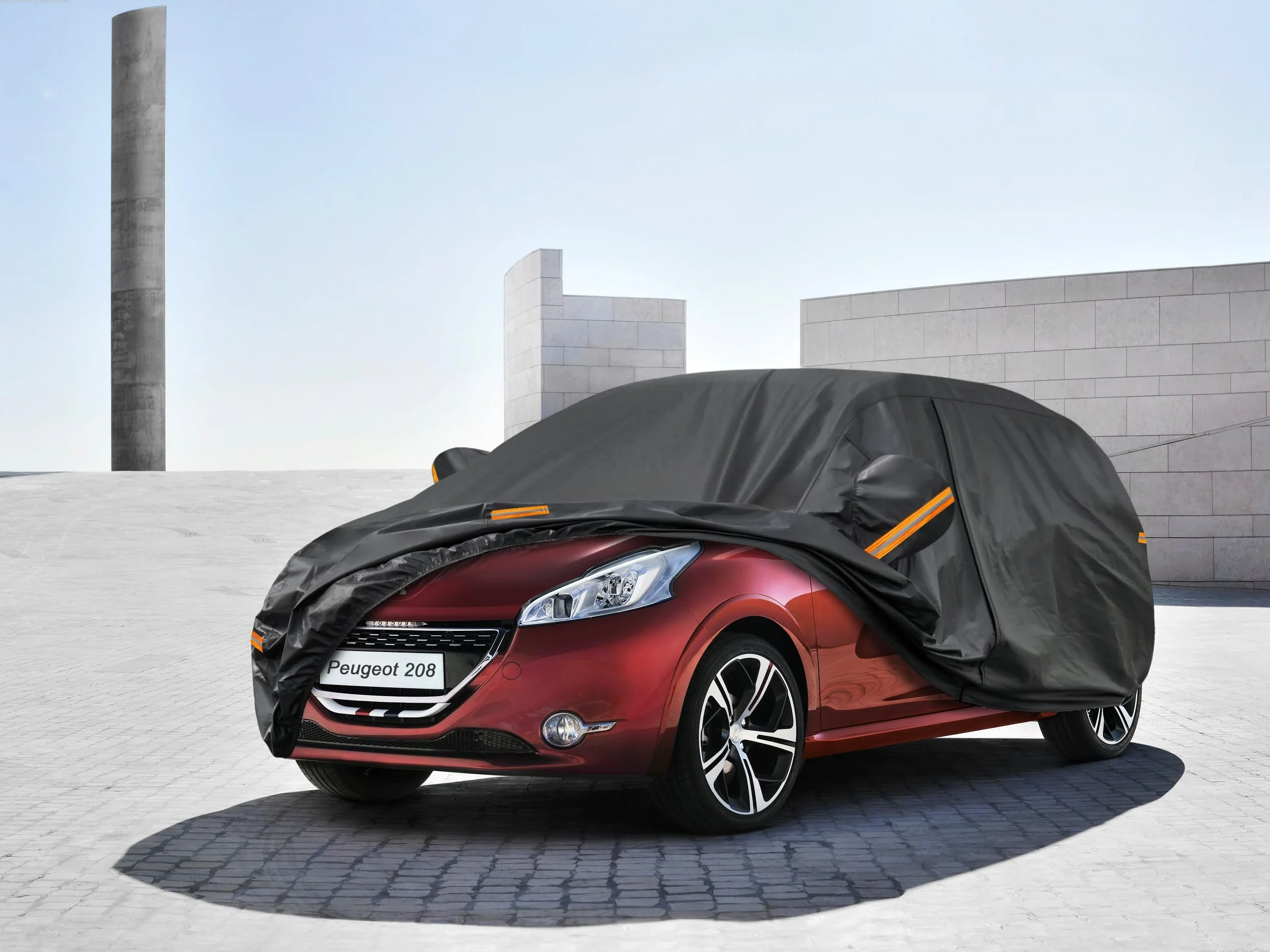 Kayme Telo Copriauto da Esterno, Compatibile con Peugeot 208 (2012-2025), Copertura a 7 Starti per Impermeabile Anti UV Anti Vento Antipolvere, Telo Copri con Cerniera e in Cotone.