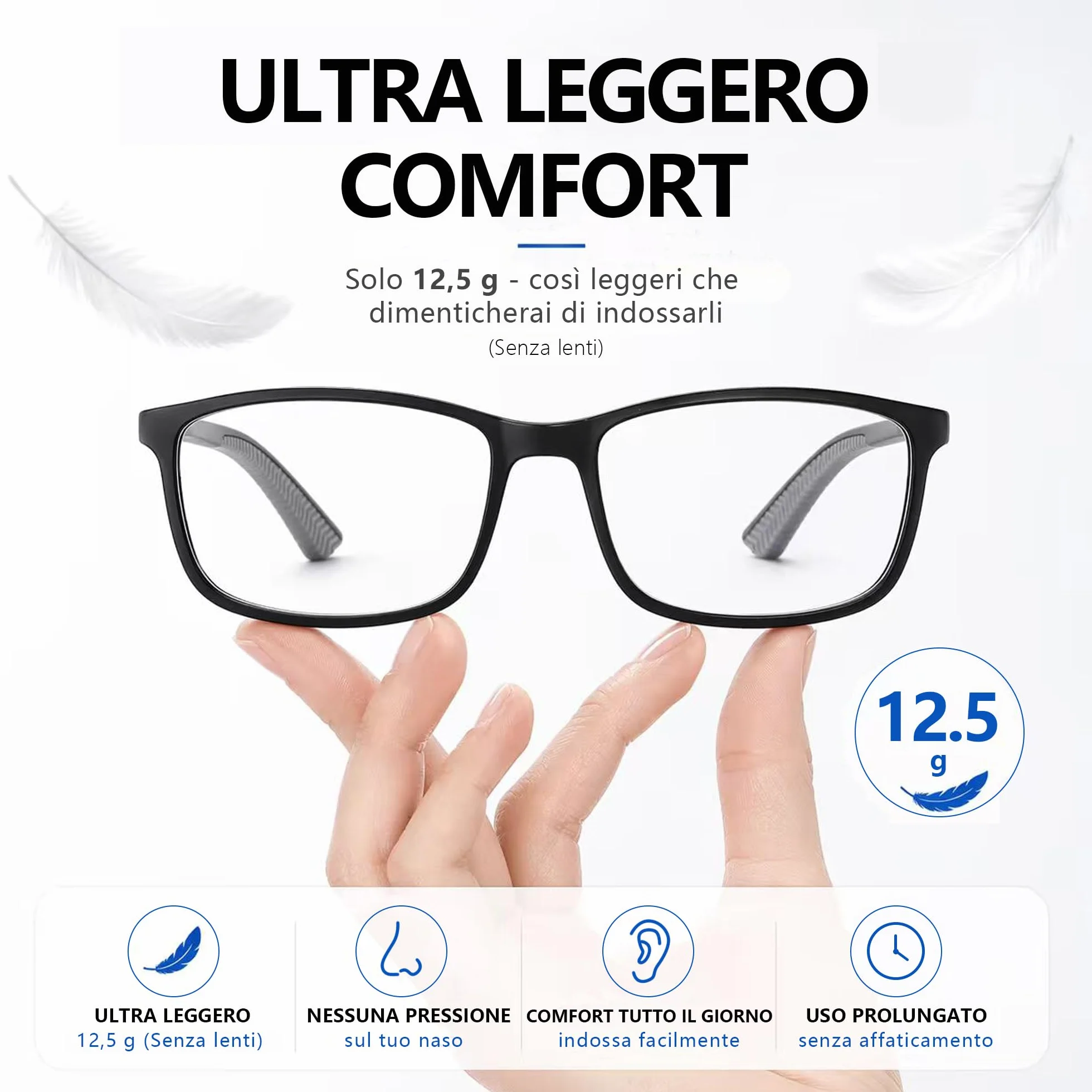 Occhiali da Lettura Anti-Luce Blu con Cerniere a Molla e Design Antiscivolo – 3 Paia