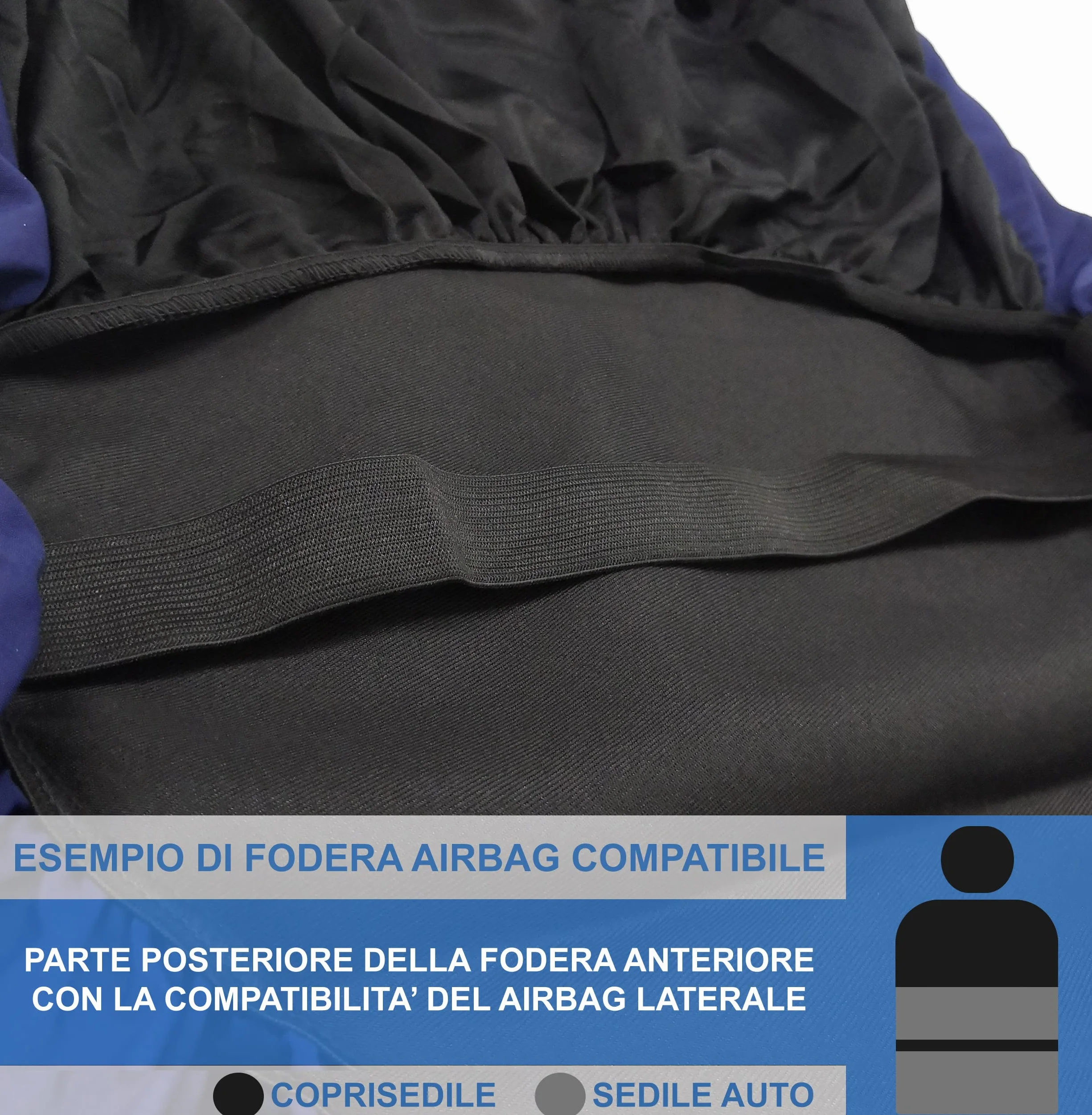 Lupex Shop Copri-sedili Auto Compatibili Panda Seconda Serie (mod.169) Versione 50e50 | Jeans Nero | Set Copri-Sedile Anteriori e Posteriori | Logo Ricamato | Airbag Compatibile | Accessori Auto