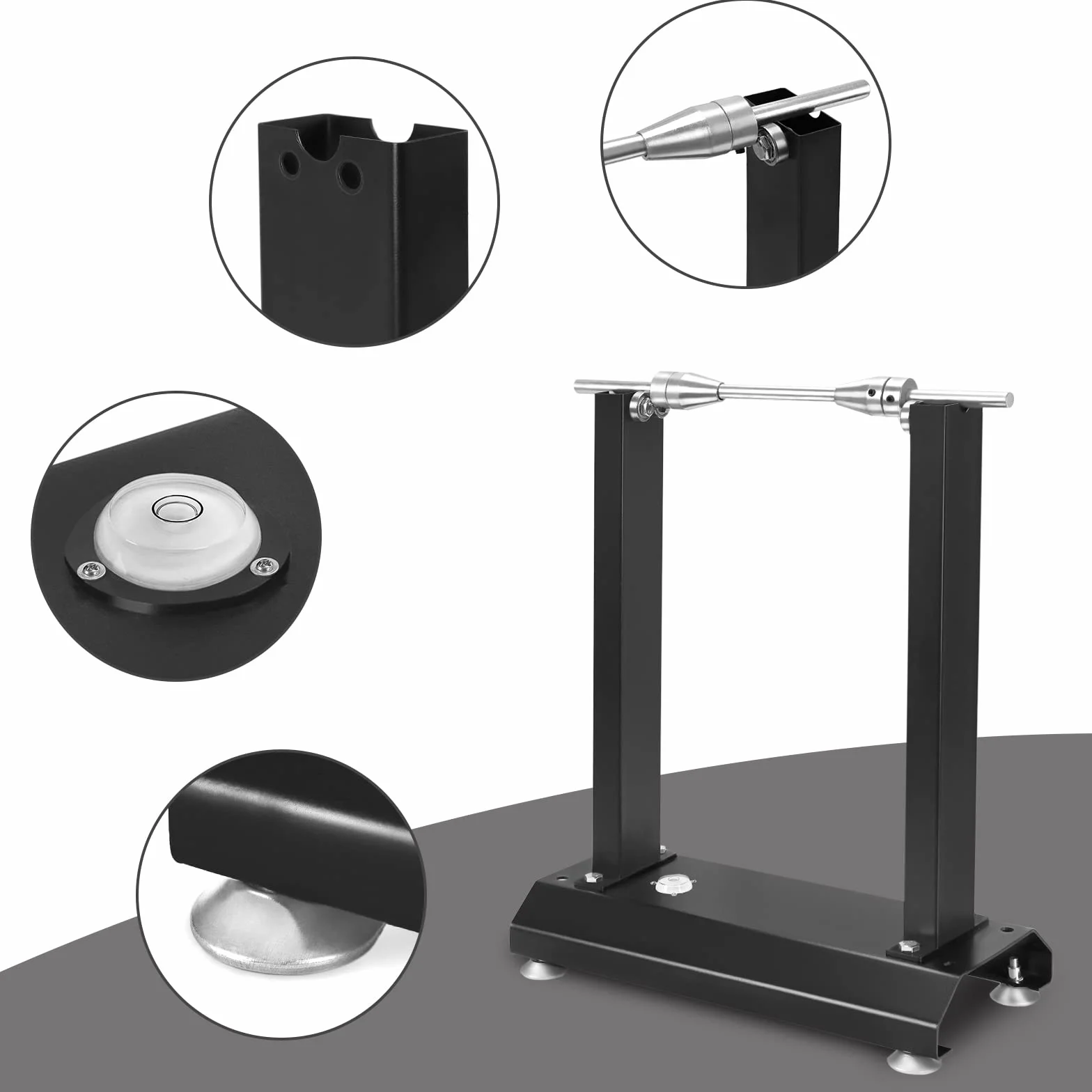UISEBRT Equilibratore per ruote da moto, supporto di equilibratura per moto, macchina equilibratrice per cerchioni e pneumatici da moto, macchina equilibratrice per ruote con coni regolabili e livella