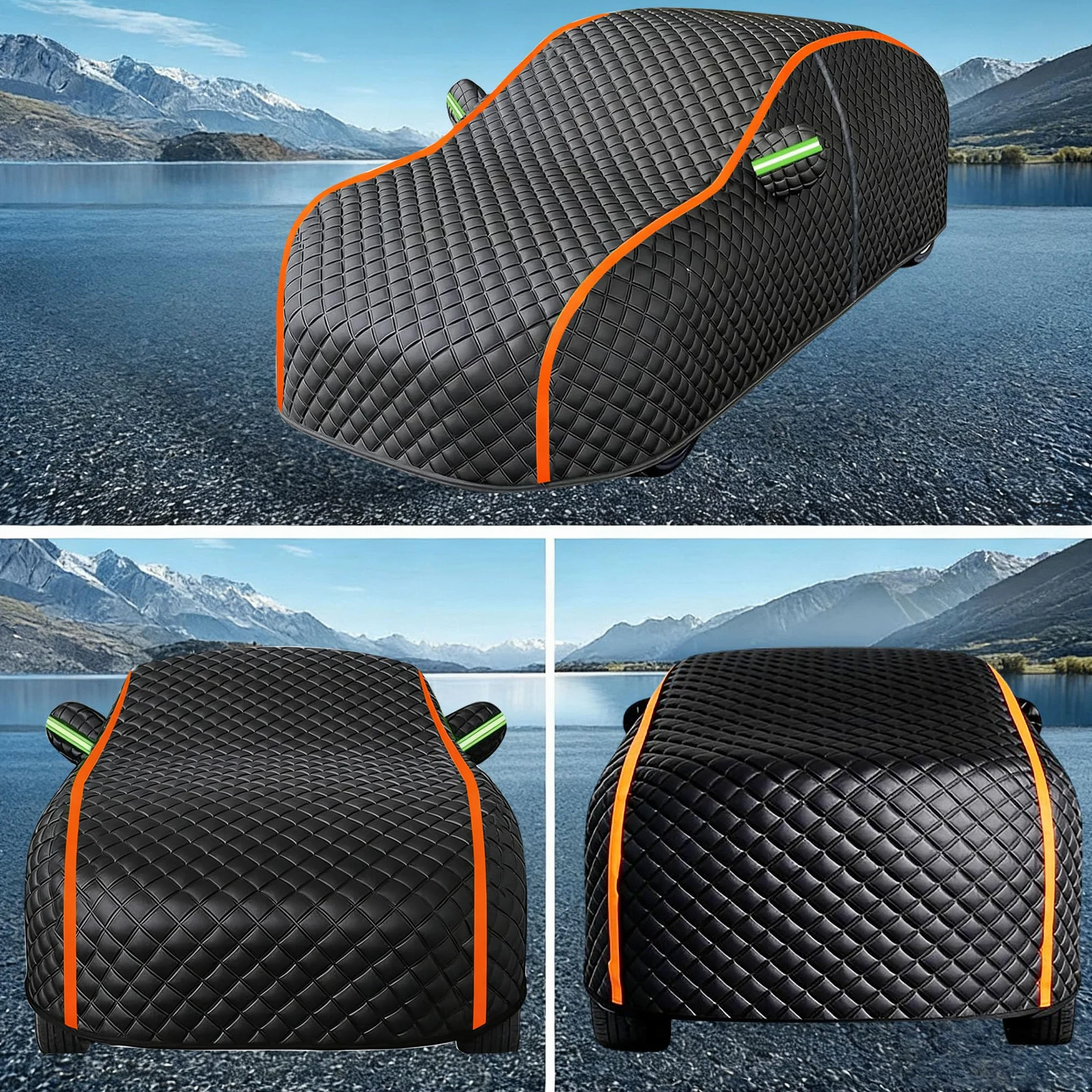 Telo Copriauto Antigrandine Imbottito per Audi Q3 2012-2026,Impermeabile Telo Copri Auto Esterno Completo Copertura Esterno con Cerniera E Cinghia Antivento