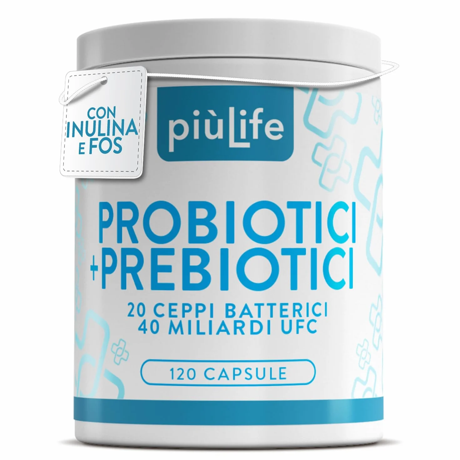 PiùLife Probiotici e Prebiotici 40 Miliardi UFC 20 Ceppi Inulina FOS 120 Capsule