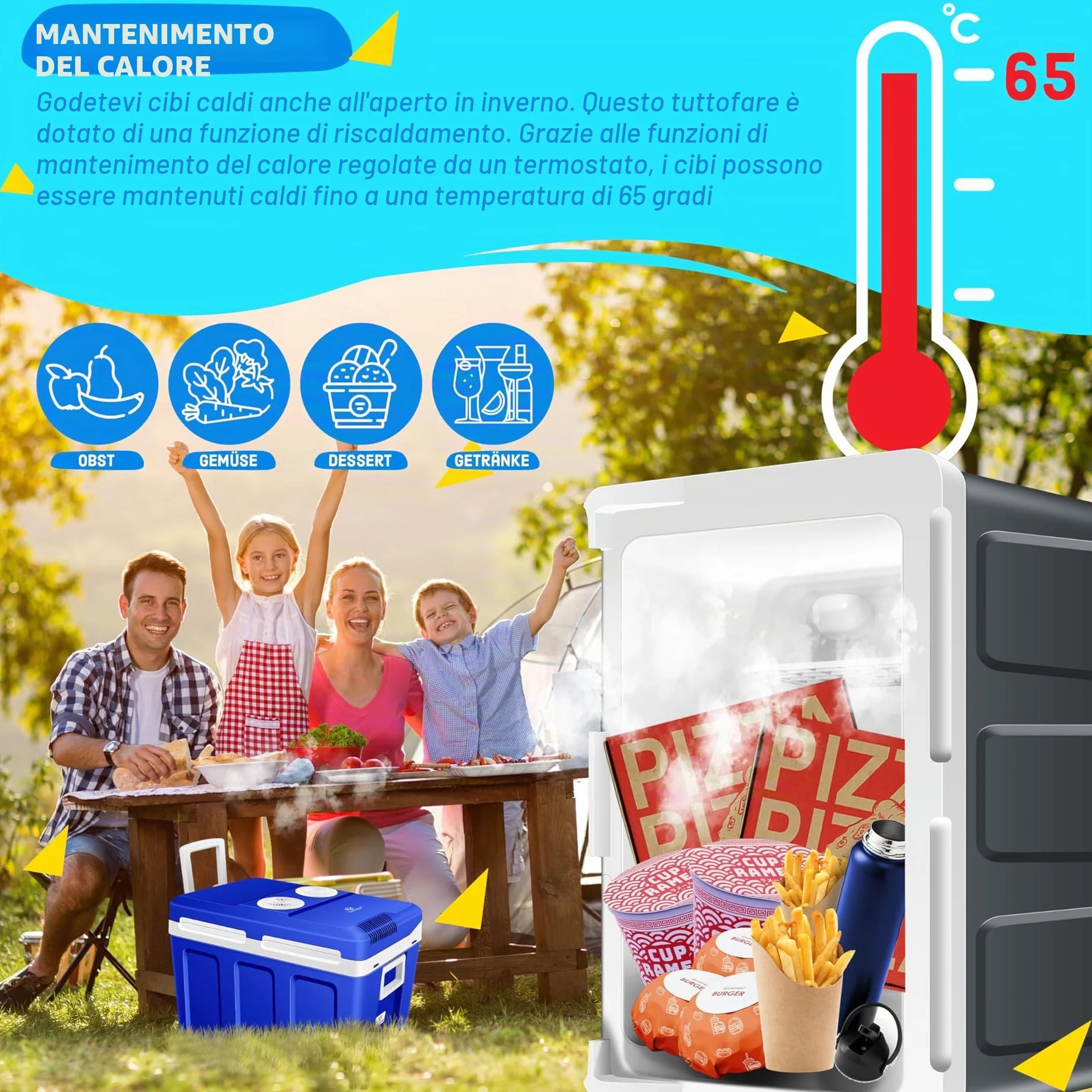 KESSER® Frigo box 40L con ruote | per mantenere il calore e il raffreddamento | frigo box termoelettrico | 12 Volt e 230 Volt| Mini frigo | Box termico per auto| incl. Pacchetti di raffreddamento